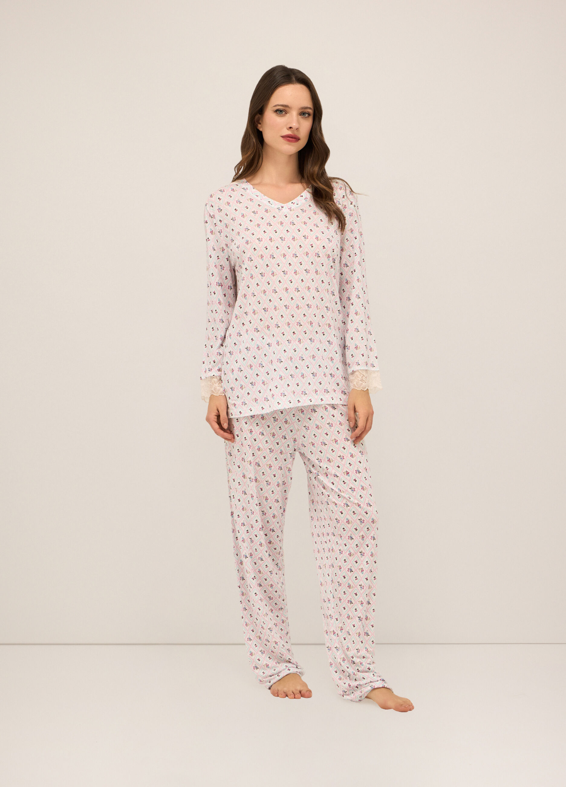 Set pigiama lungo in pura viscosa donna_0