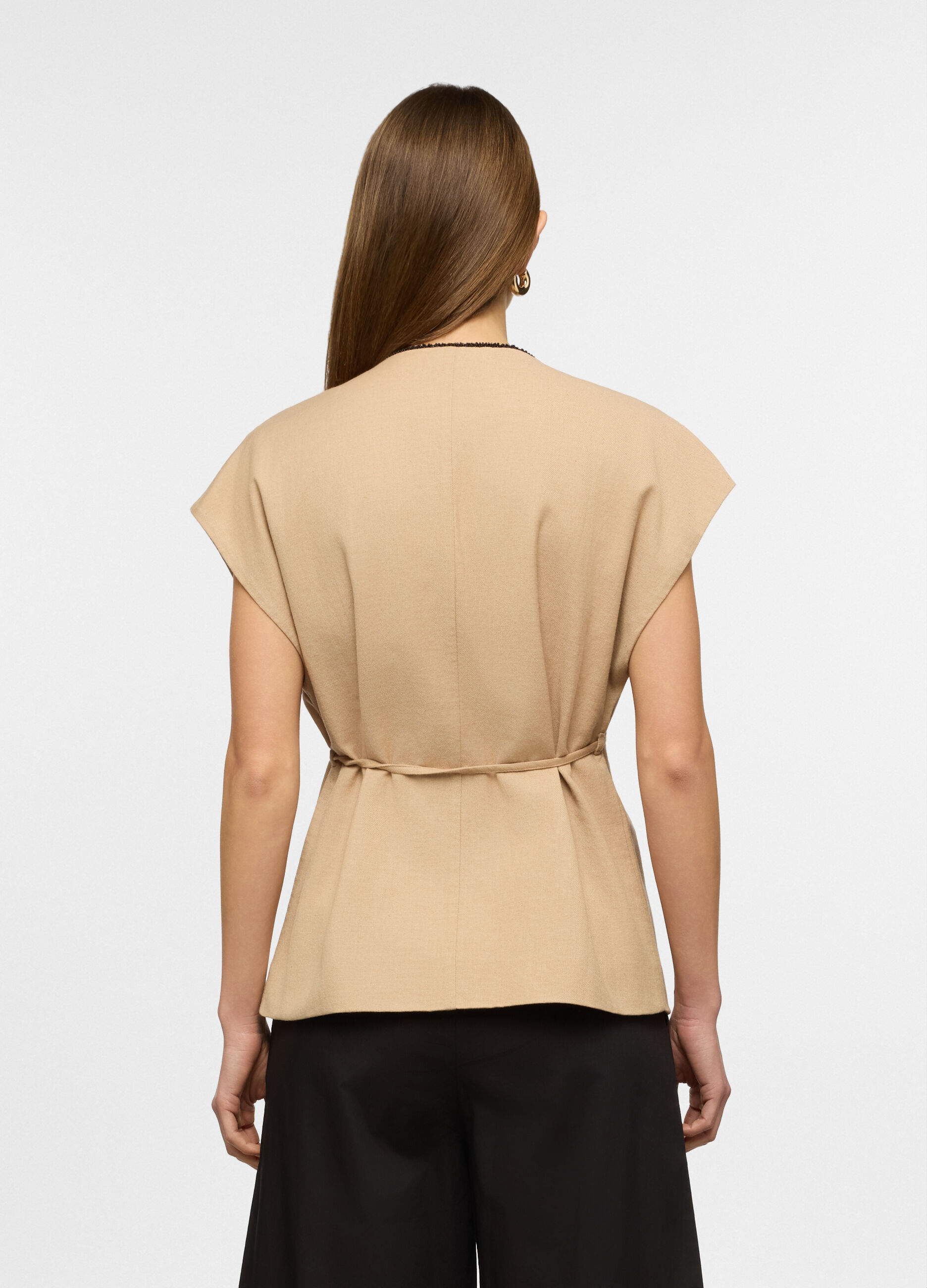 Gilet regular fit misto lino donna_1