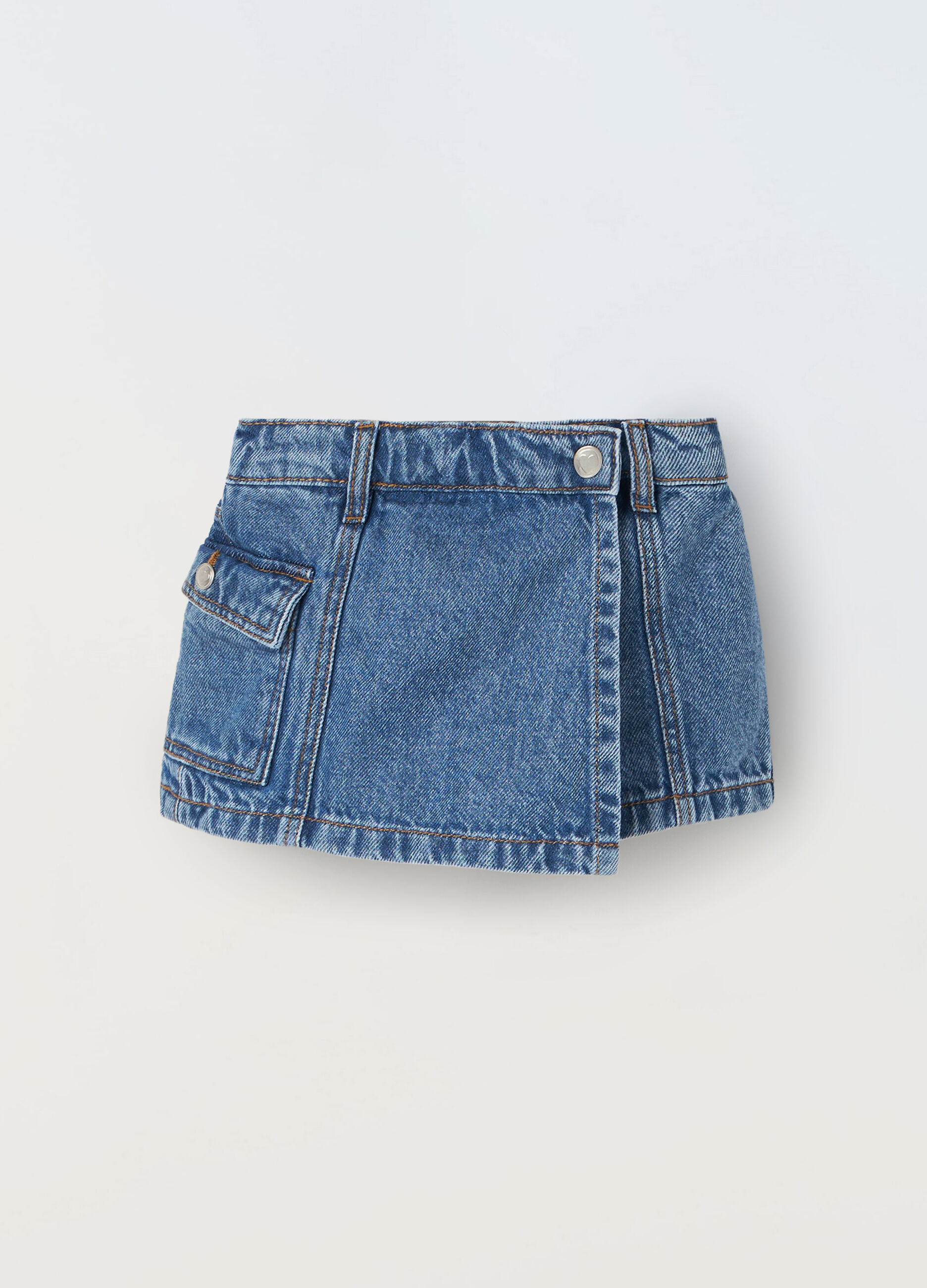 Gonna pantalone in denim di puro cotone neonata_0