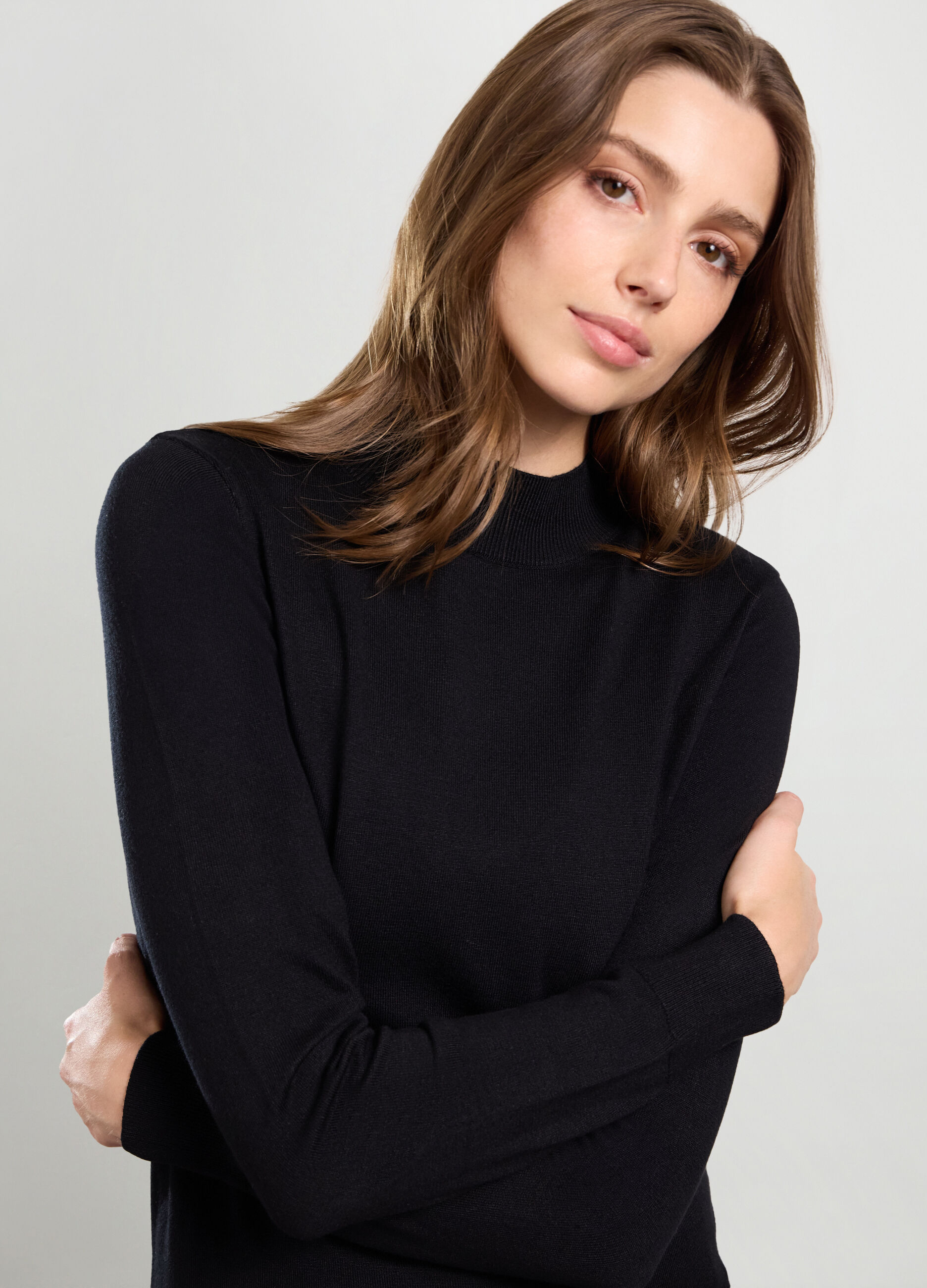 Tricot misto viscosa a collo alto donna_2