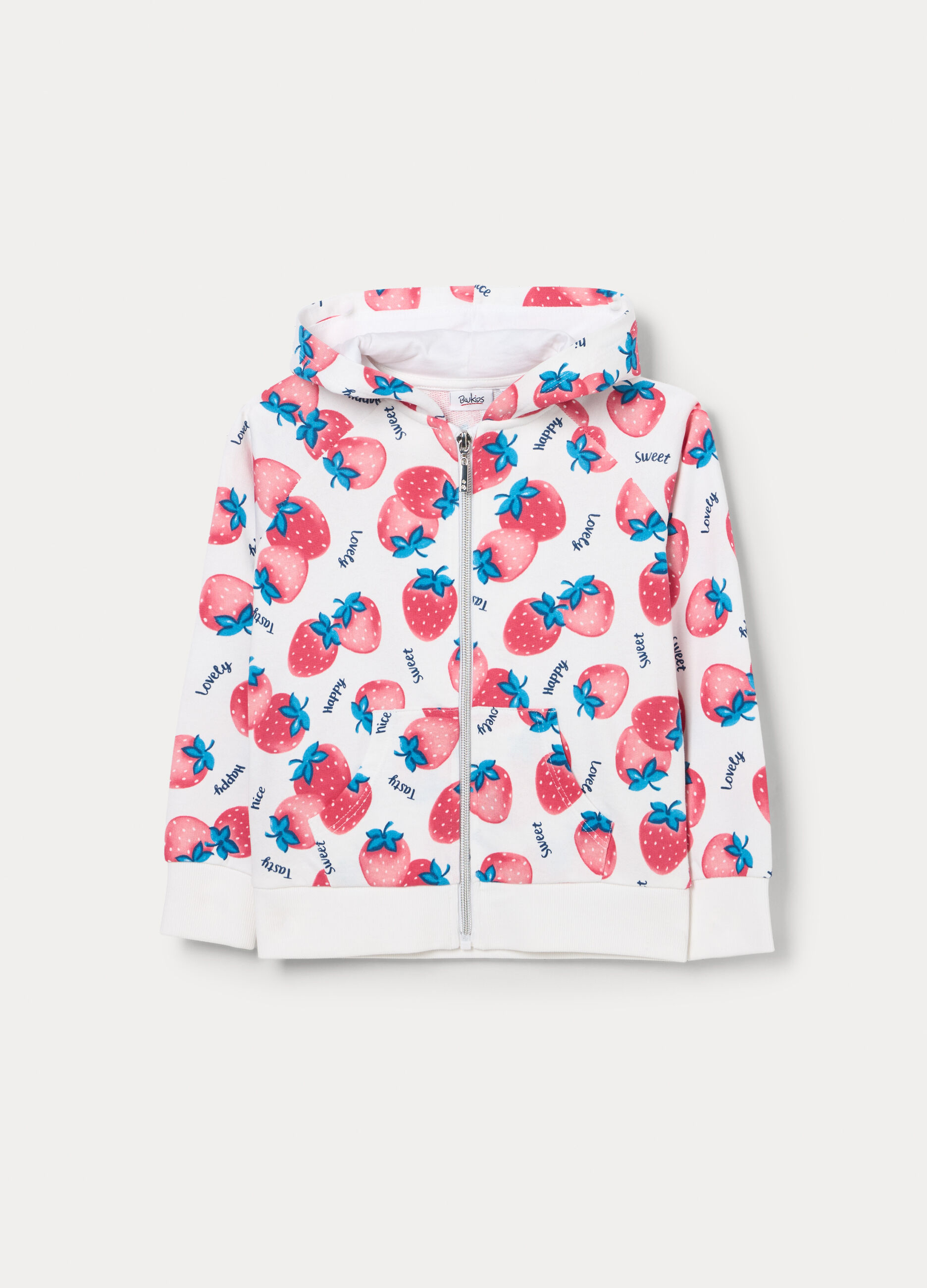 Felpa full zip in french terry di puro cotone bambina_0