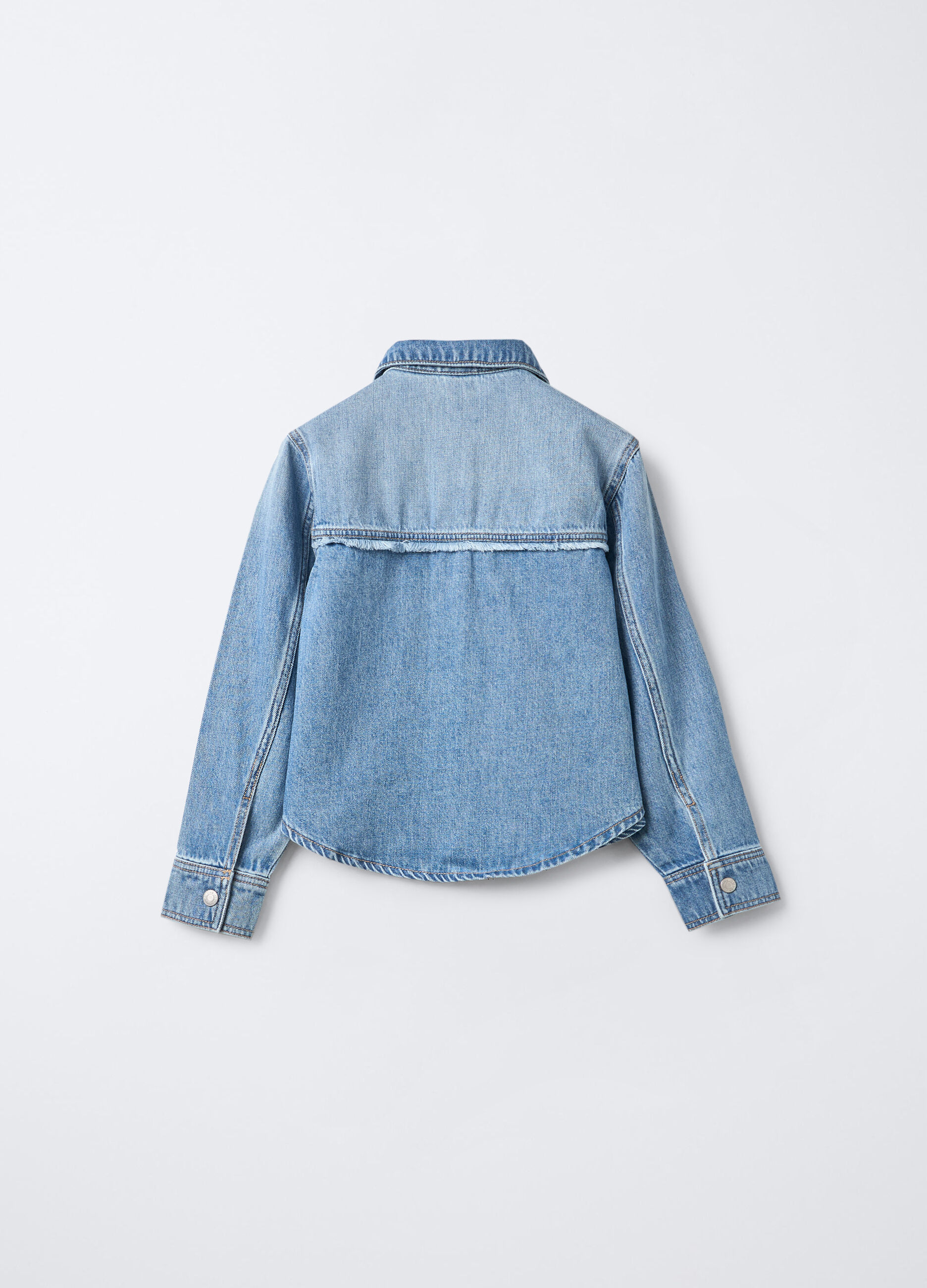 Giacca-camicia in denim di cotone misto viscosa Fit Over ragazza_1
