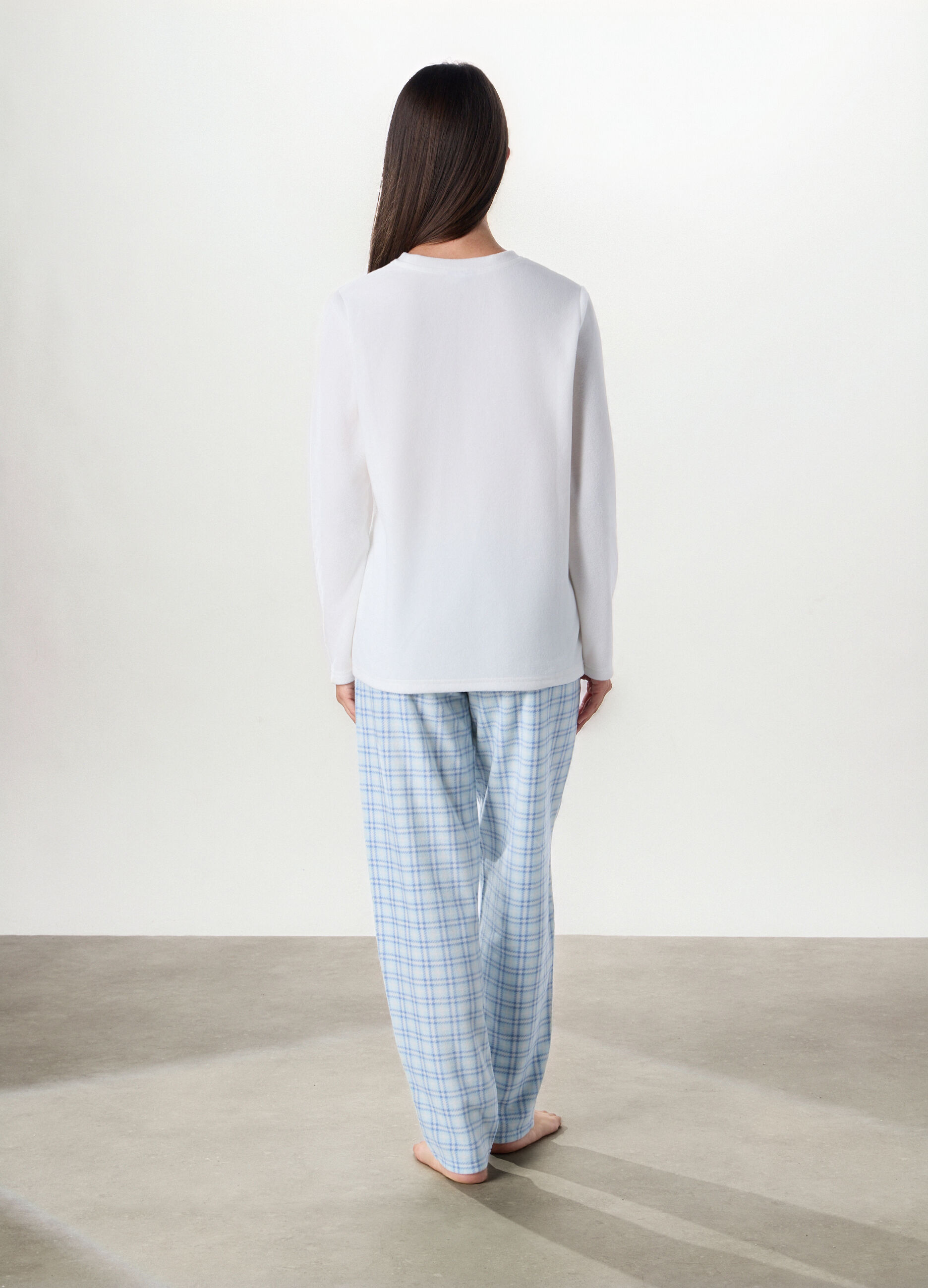 Set pigiama in pile con ricami donna_1