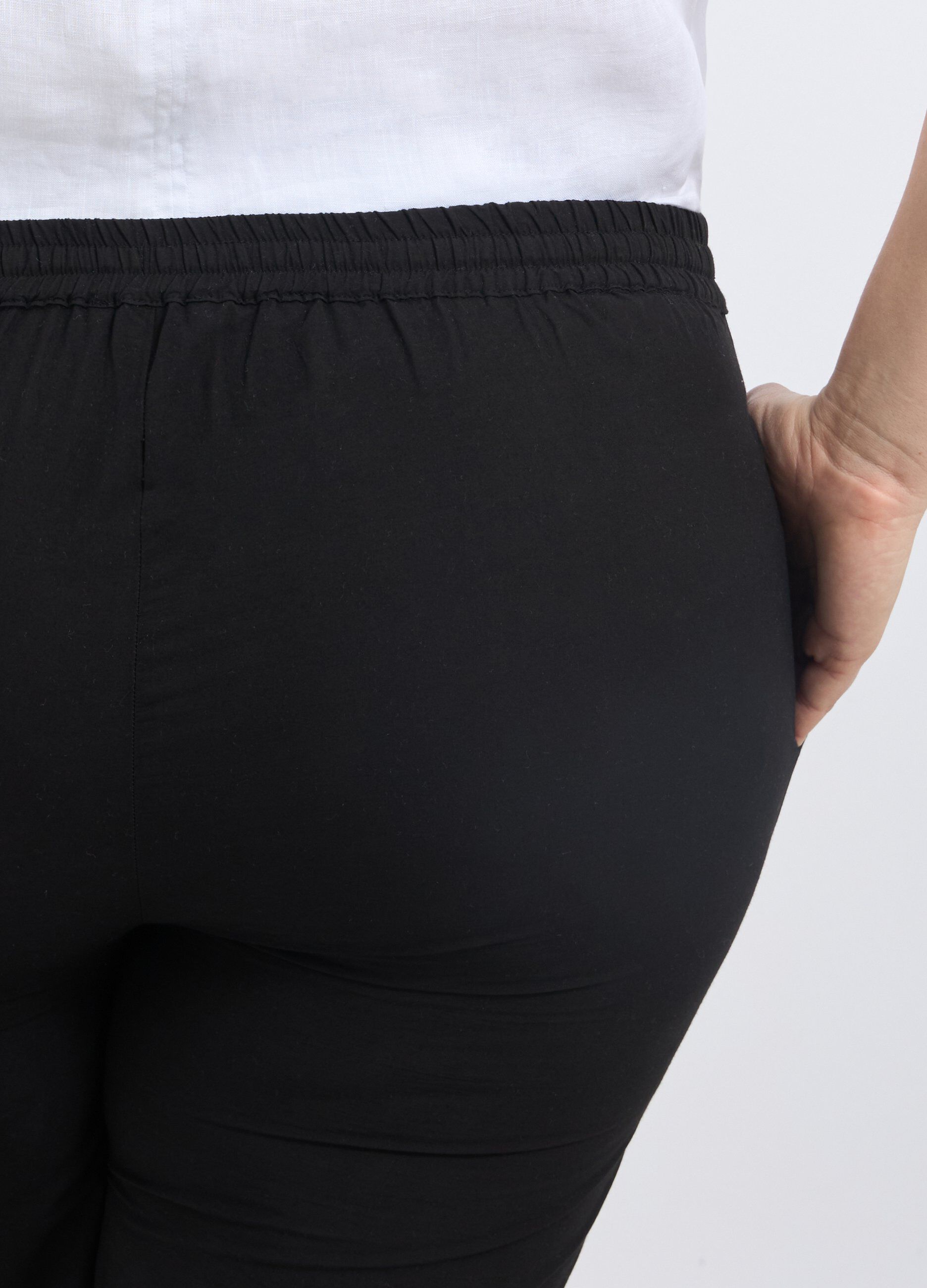 Pantaloni in puro cotone con ricamo donna curvy_2