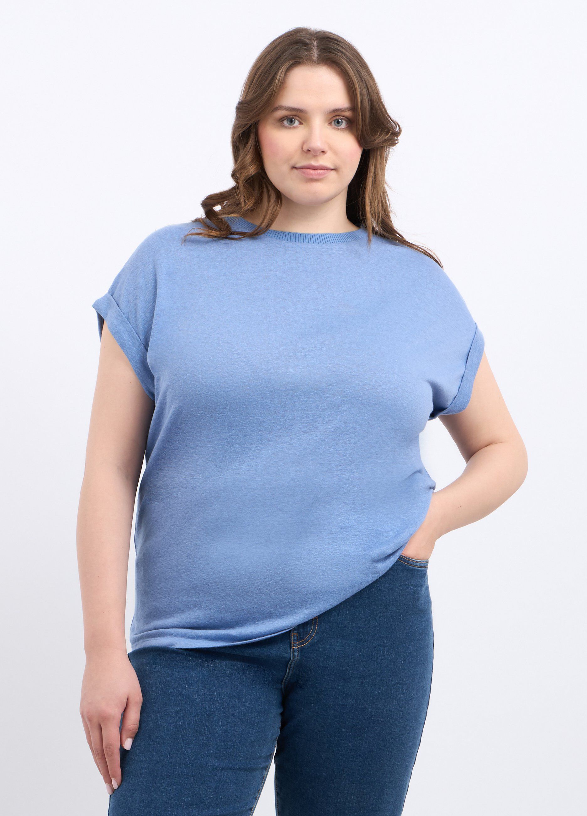 T-shirt in misto lino donna curvy_0