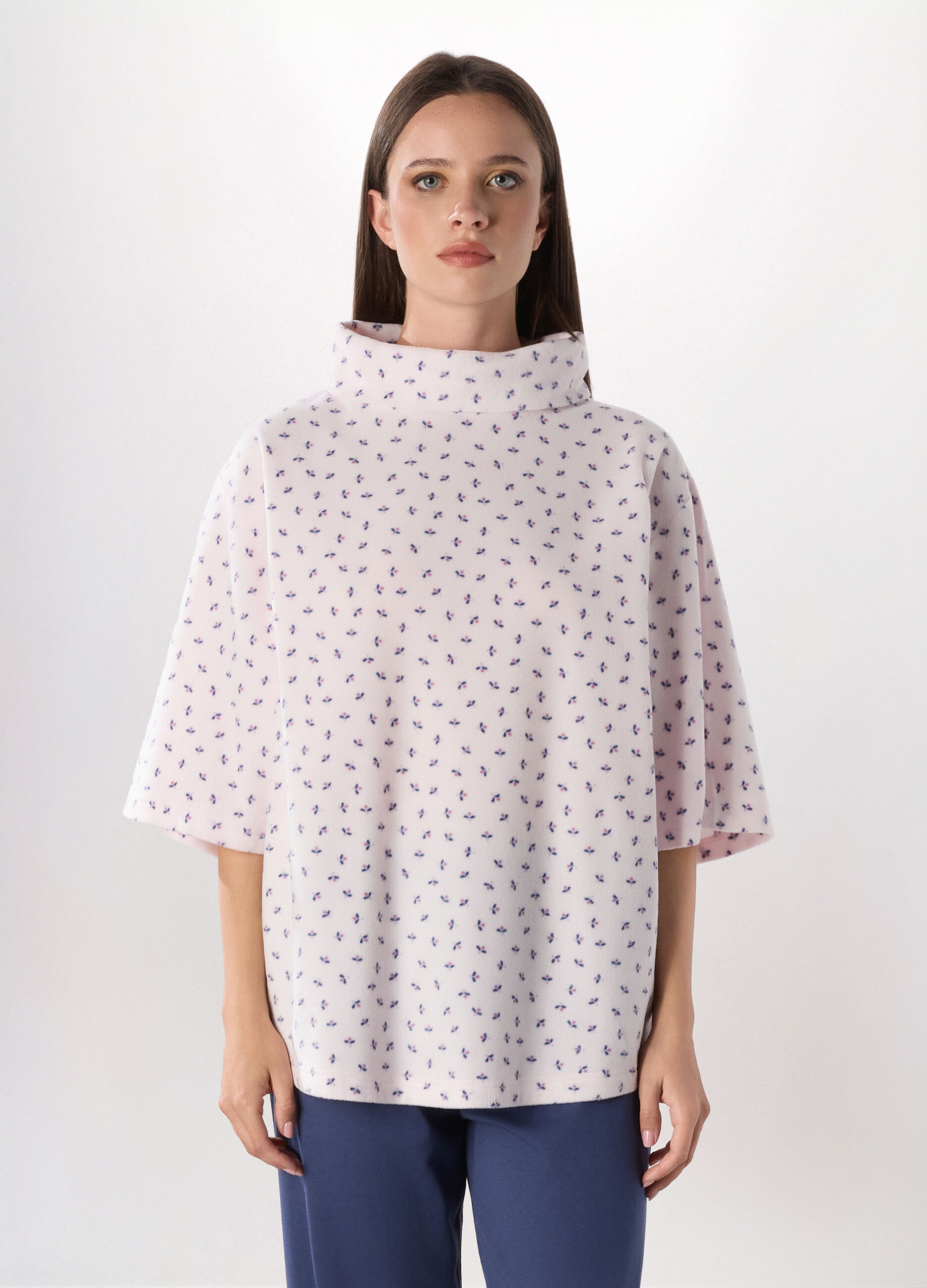 Top pigiama in pile a collo alto donna_0