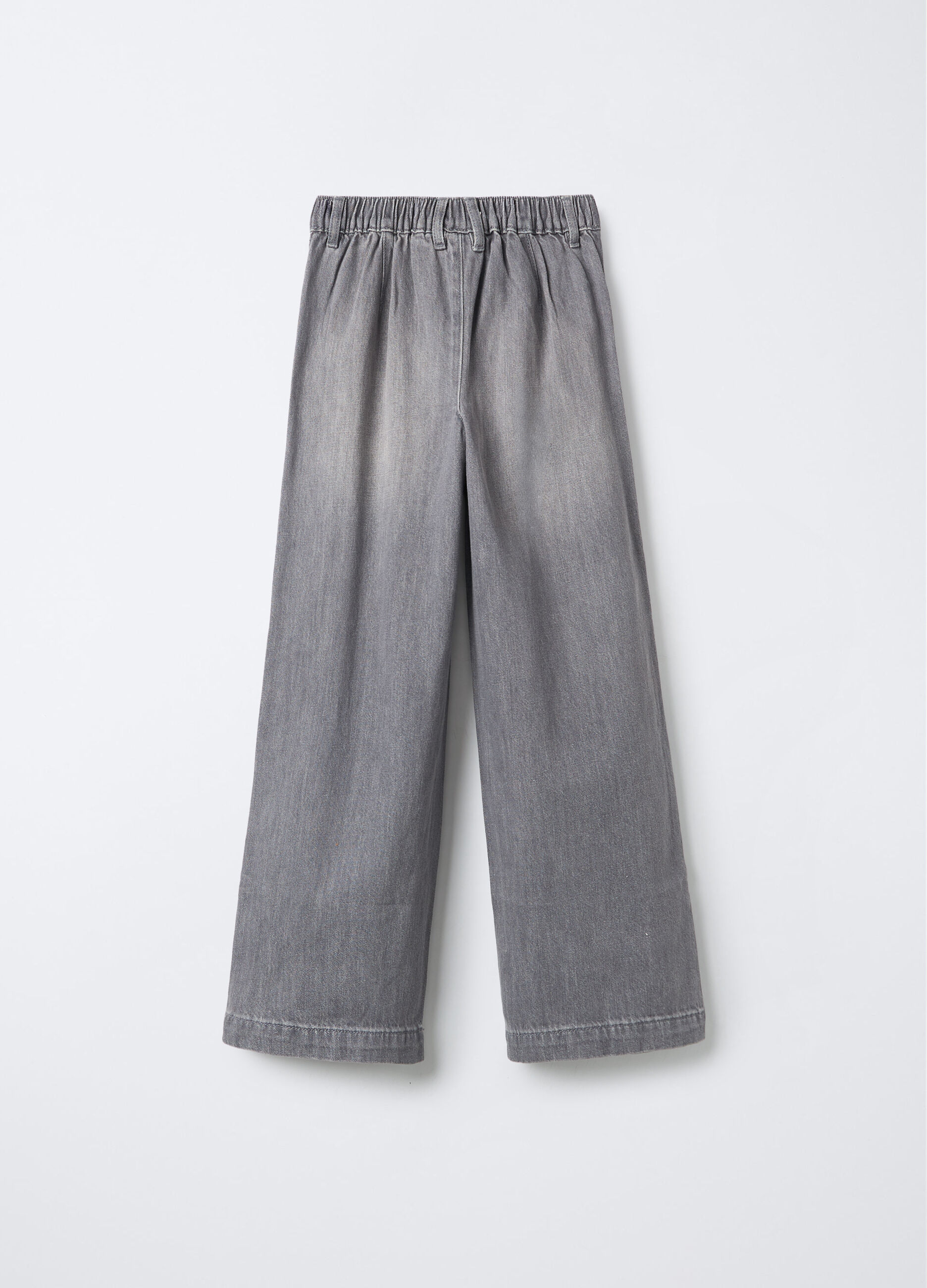 Pantaloni in denim di cotone misto viscosa Wide Leg ragazza_1