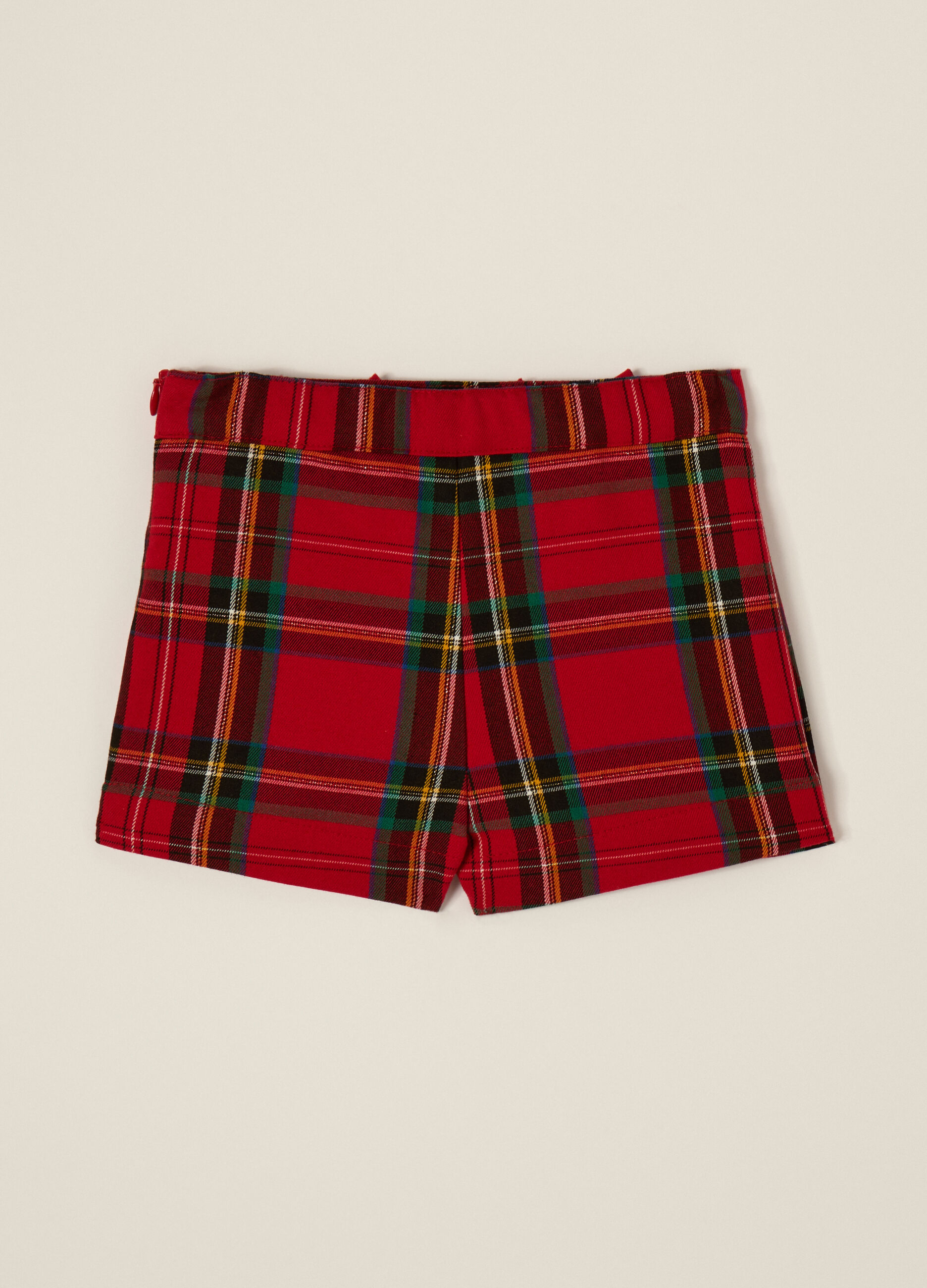 Gonna rossa scozzese in tessuto elasticizzato_1