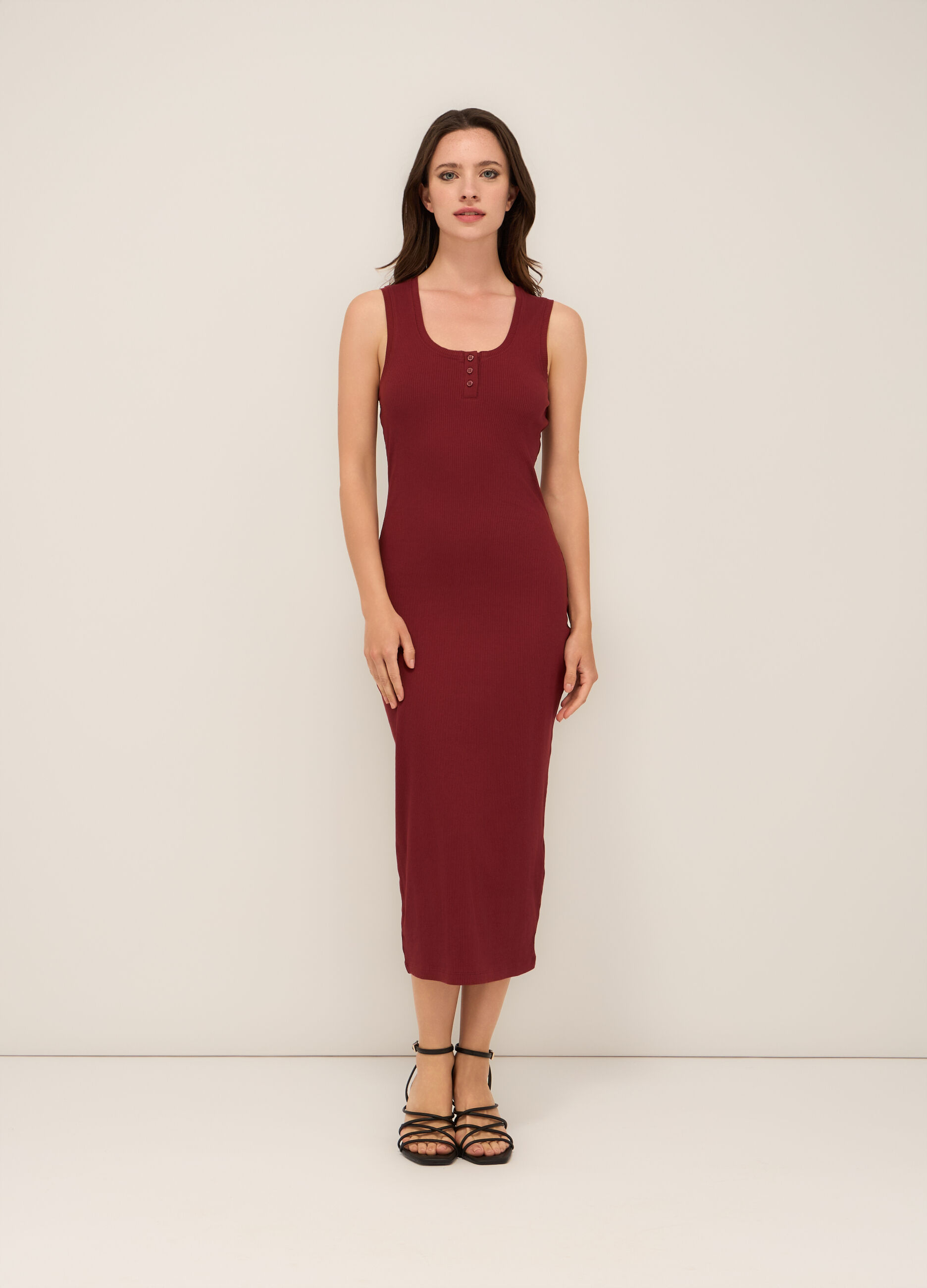 Tubino in costina di cotone stretch donna_0