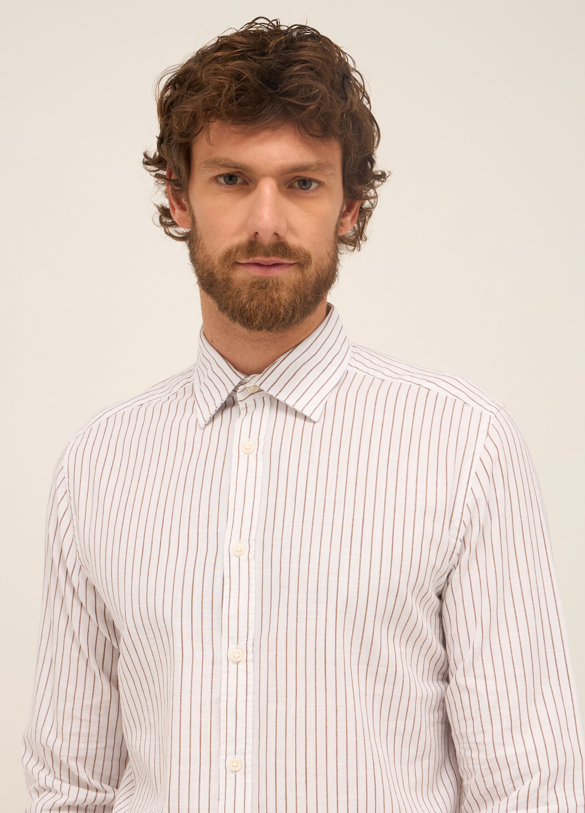 Camicia regular fit in cotone a righe uomo