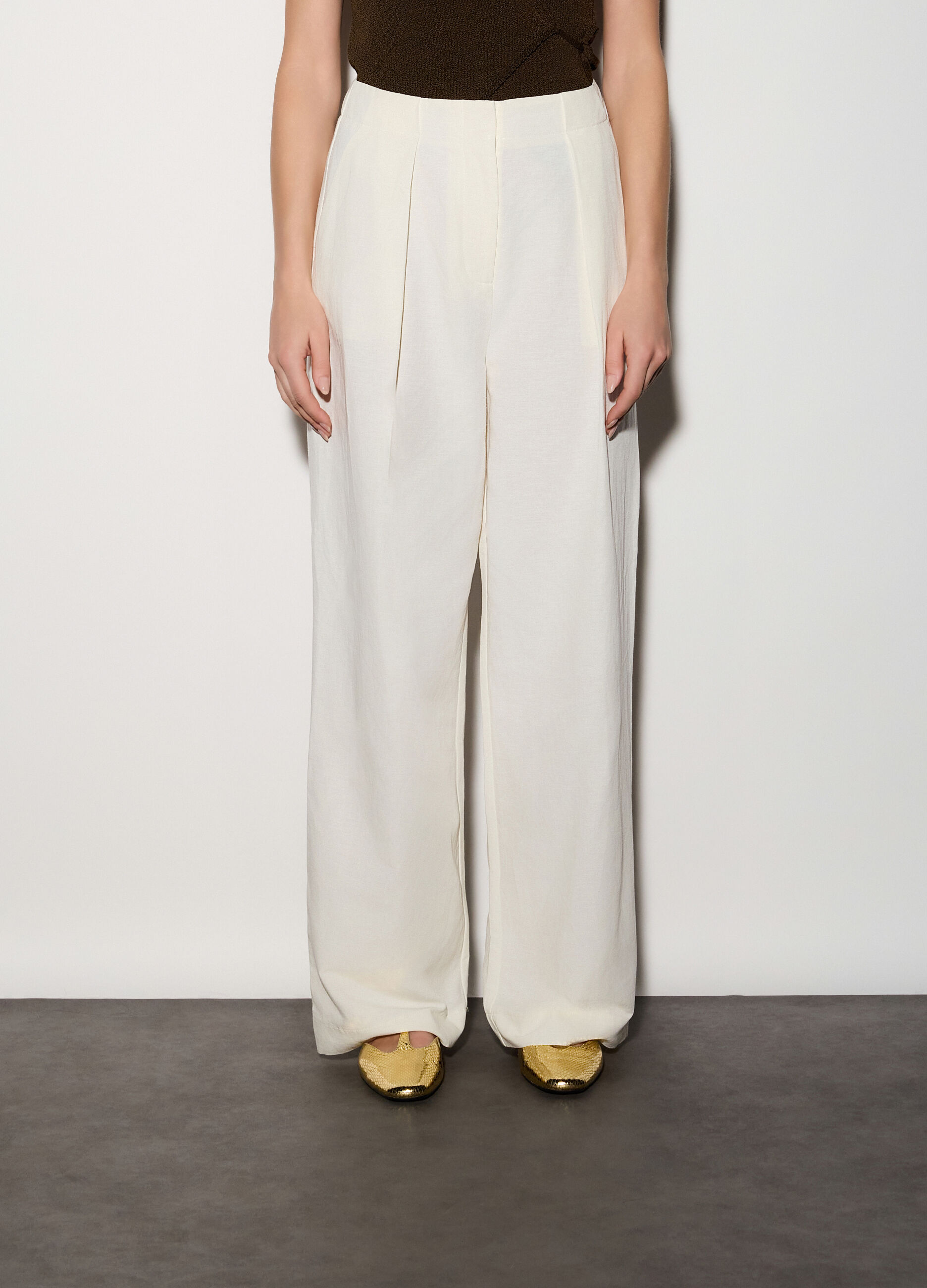Pantaloni misto lino donna