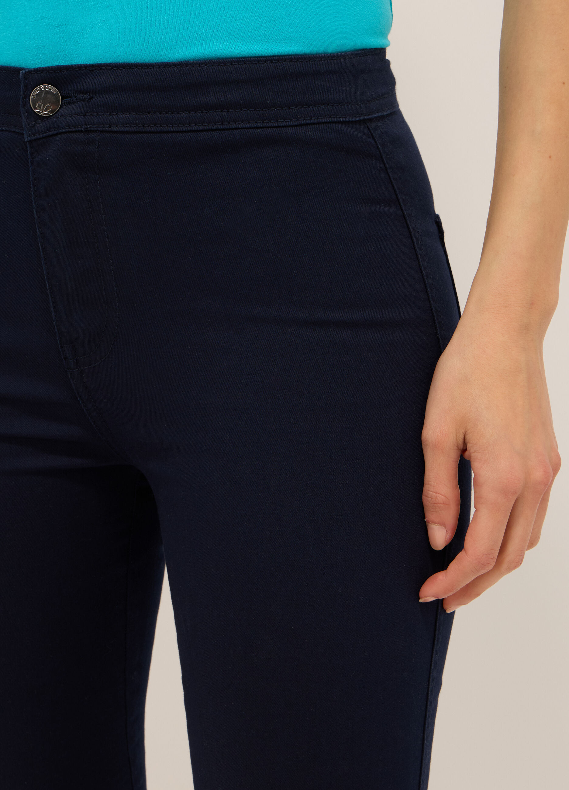 Treggings in twill di misto cotone donna_2