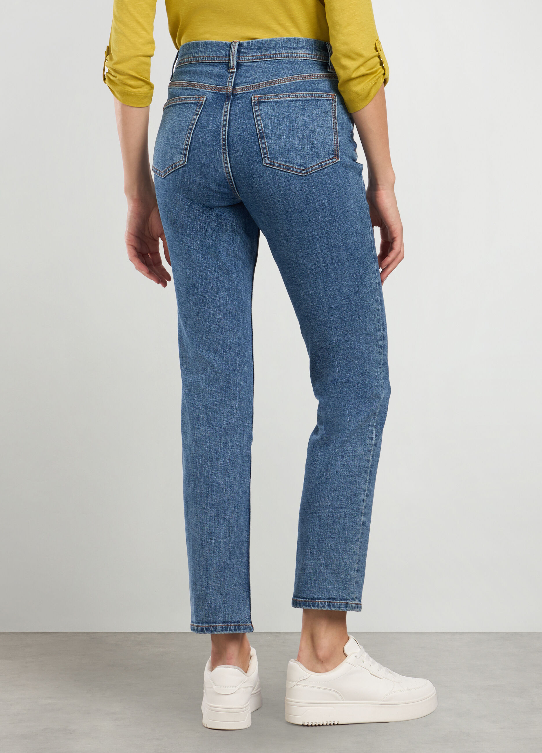 Pantaloni in denim in cotone stretch donna_1