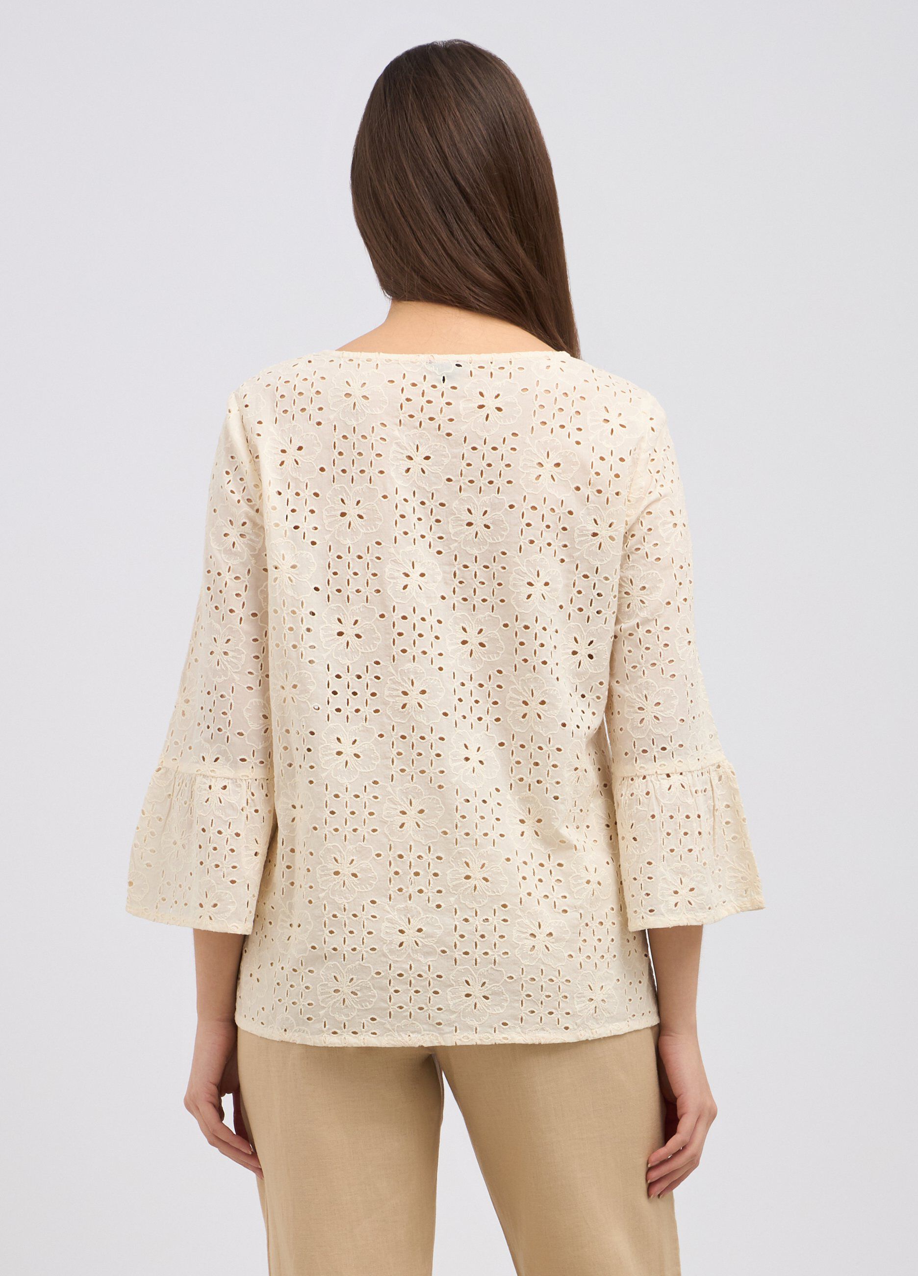 Blusa in puro cotone con ricamo donna_1