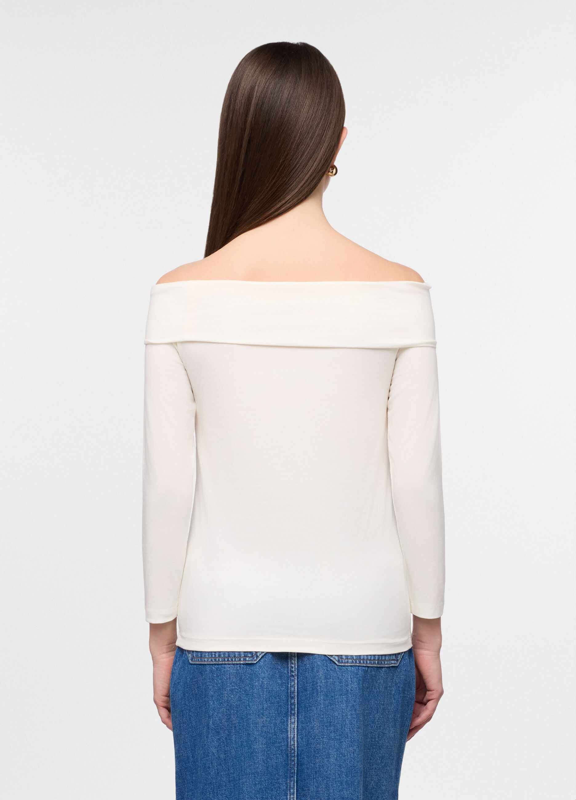 T-shirt con scollo a barchetta slim fit donna_1