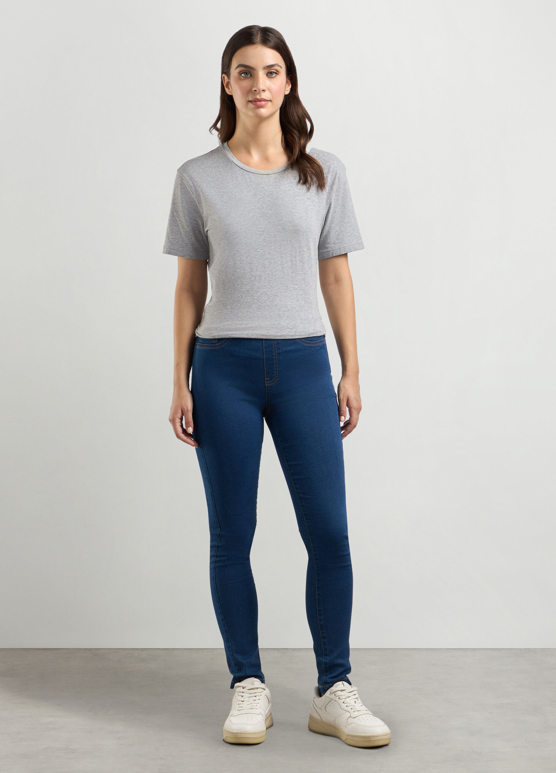 Jeggings in denim di misto cotone stretch donna_0