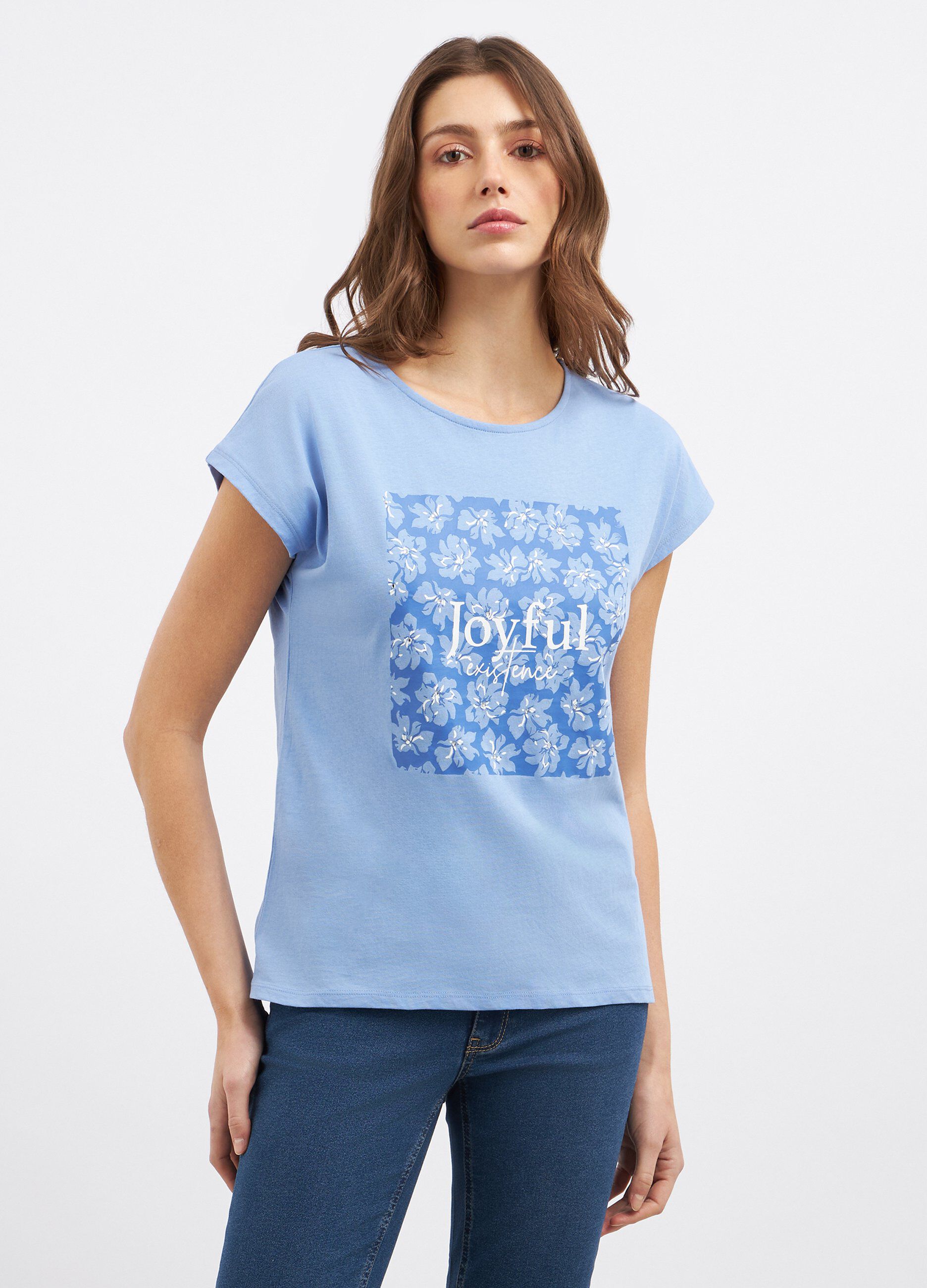 T-shirt in puro cotone con stampa donna_0