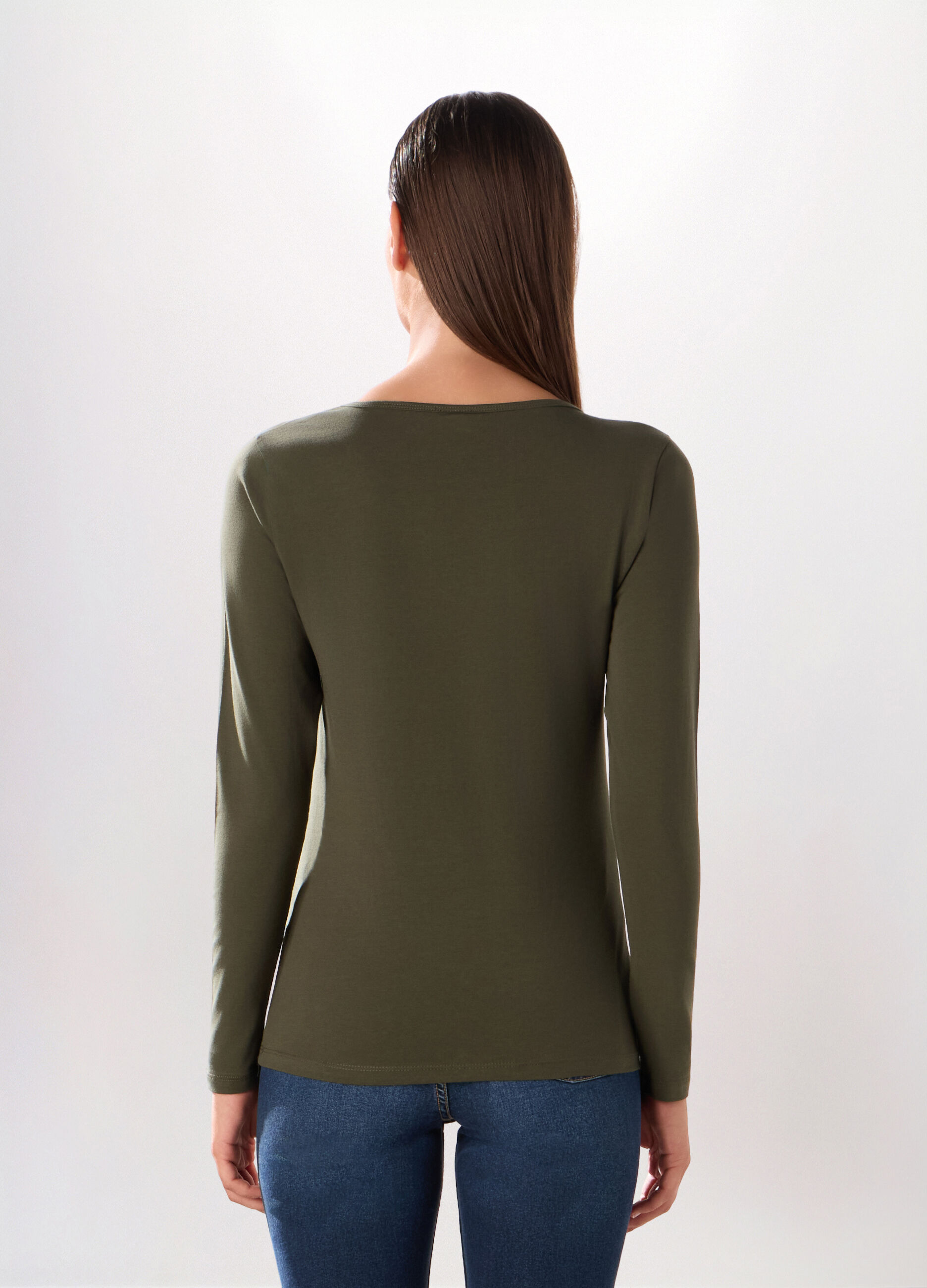 T-shirt in jersey di cotone stretch donna_1