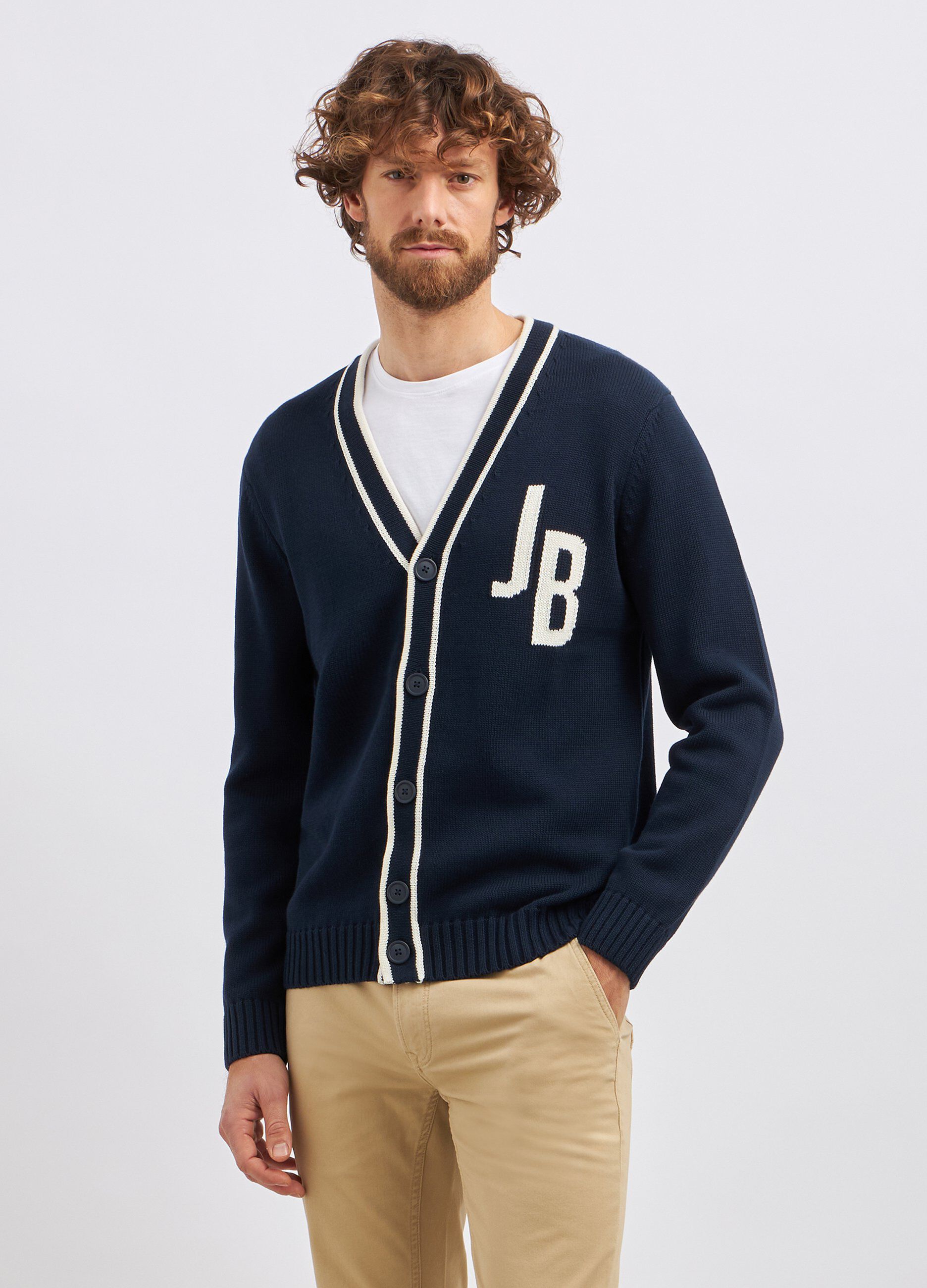 Cardigan tricot in puro cotone uomo_0