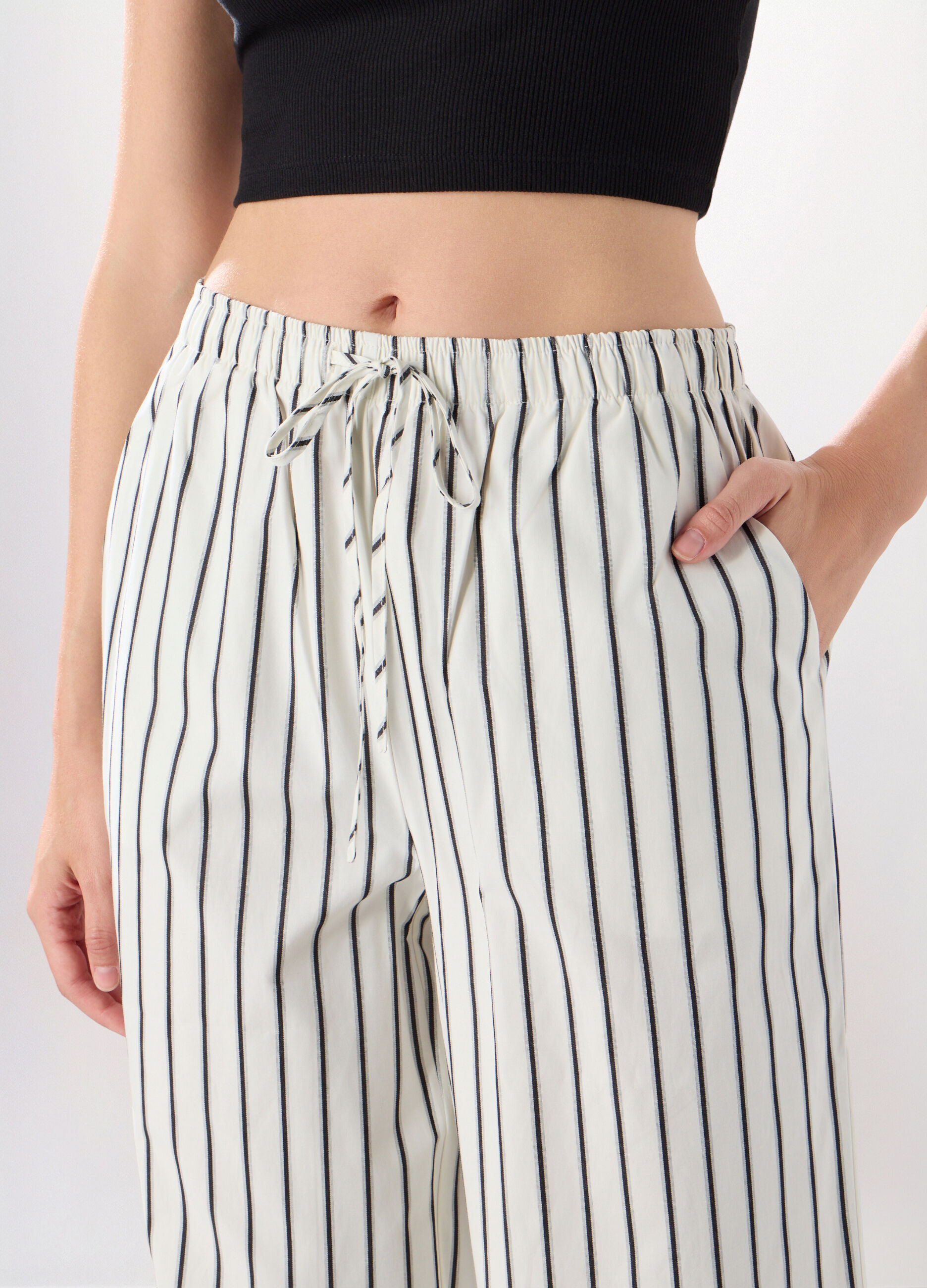 Pantaloni wide leg a righe donna_2