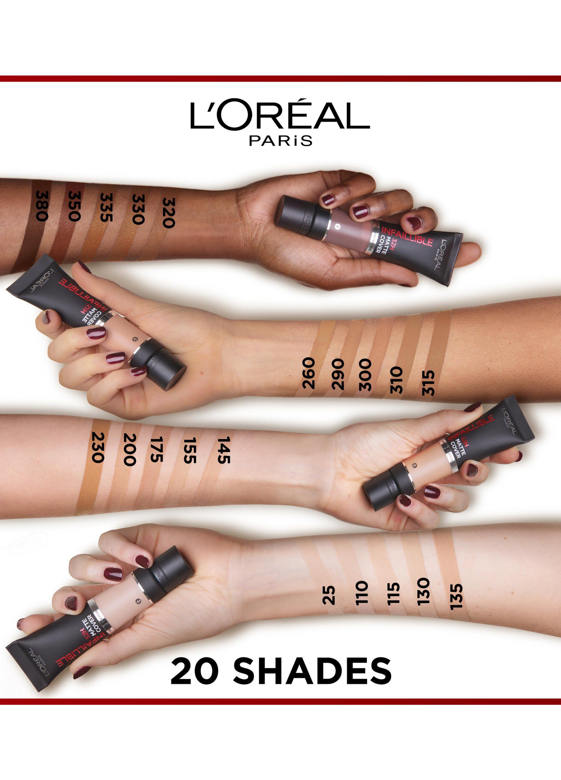 L'Oréal Paris Fondotinta Infaillible 32H Matte Cover, Make-Up dal Finish Matte Copertura Totale sulla Pelle, 175 Sable, 30 ml.