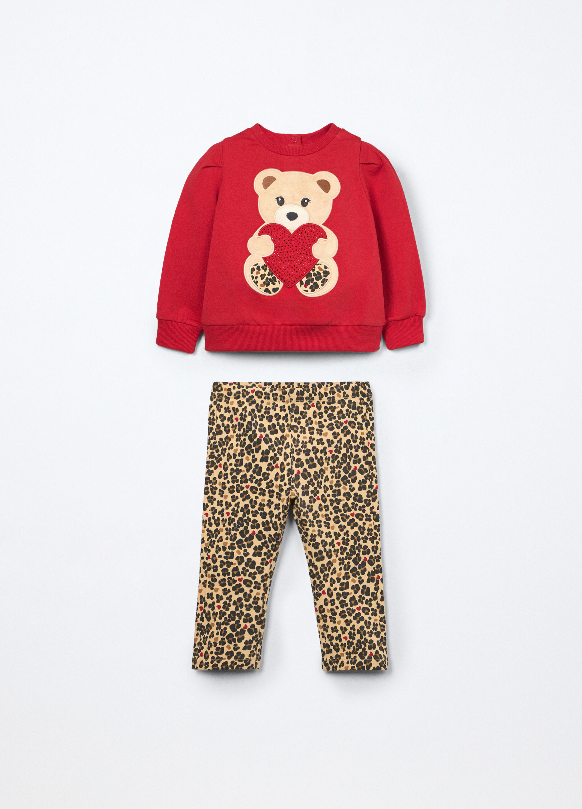 Jogging set in french terry di cotone stretch neonata_0