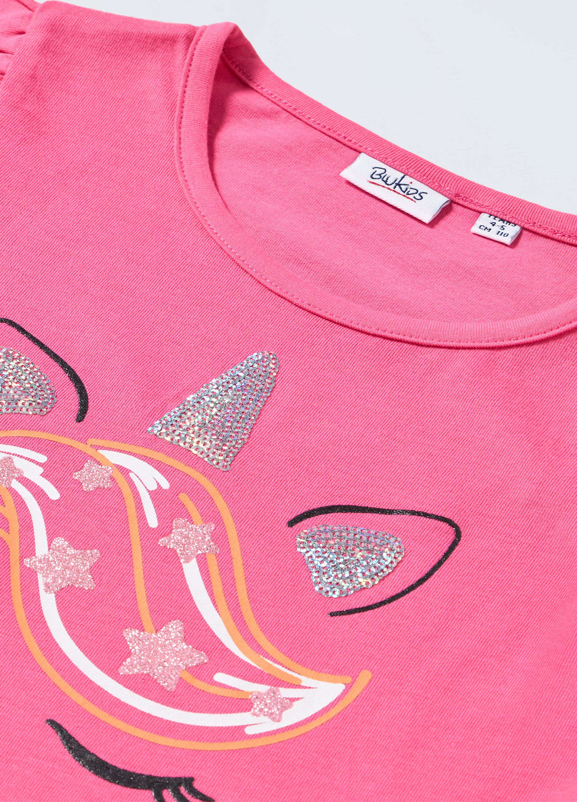 T-shirt in puro cotone con paillettes bambina_1