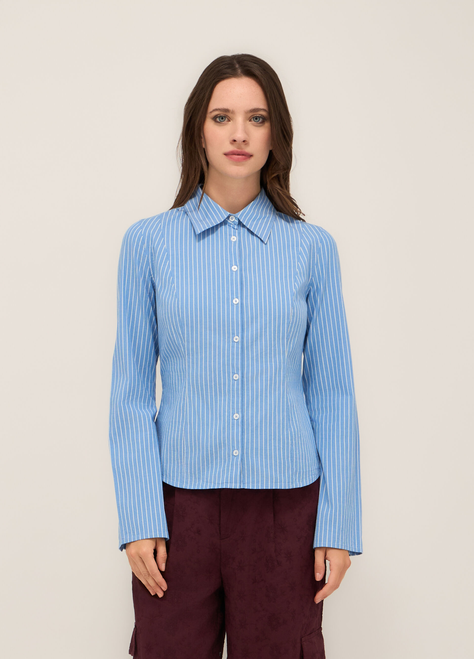 Camicia in cotone stretch donna_0