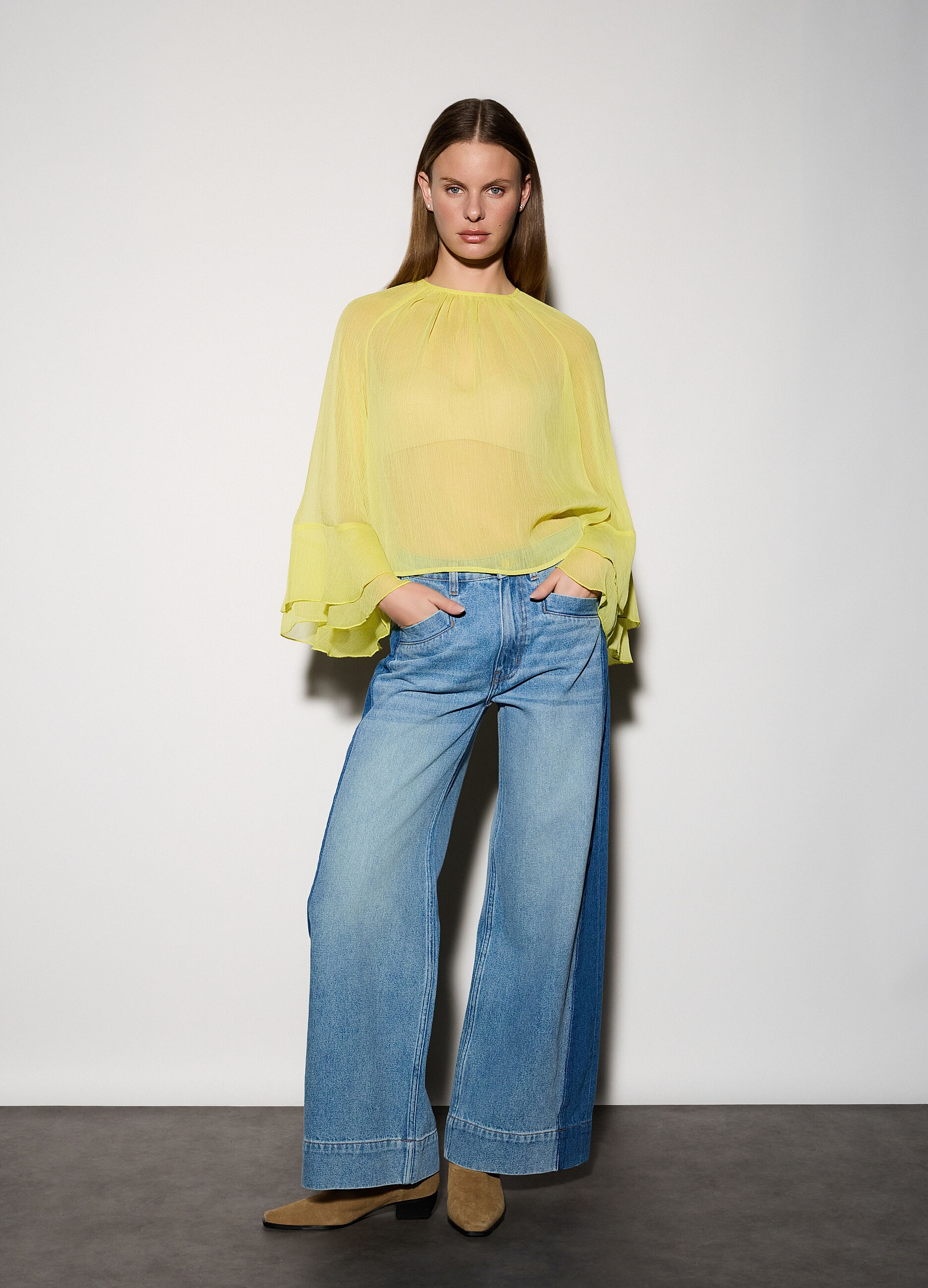 Blusa girocollo in chiffon donna_0
