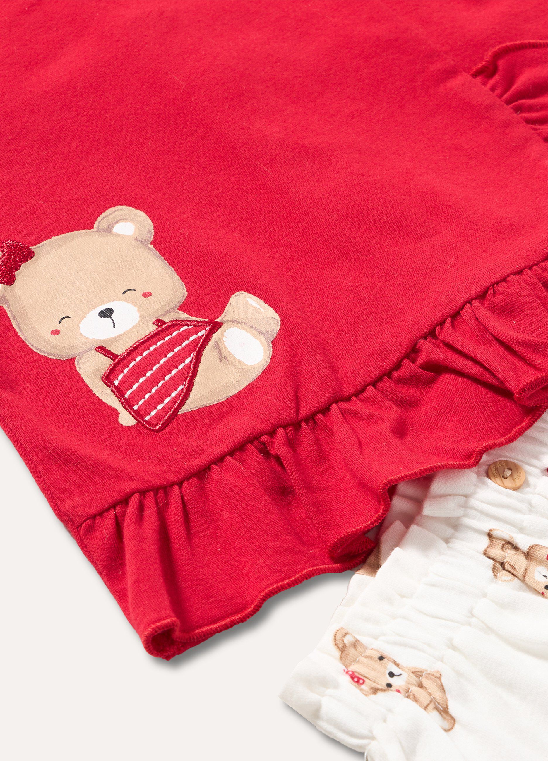 Set t-shirt e pantaloncini in cotone stretch neonata