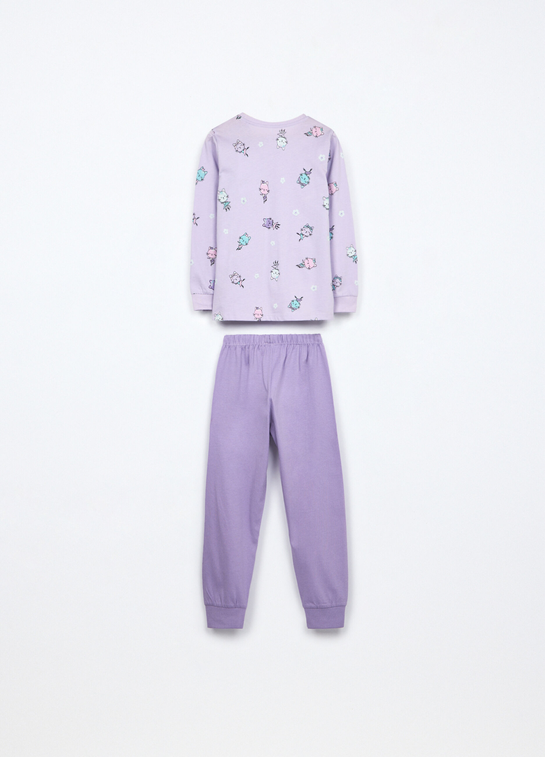 Set pigiama lungo in jersey di puro cotone bambina_1