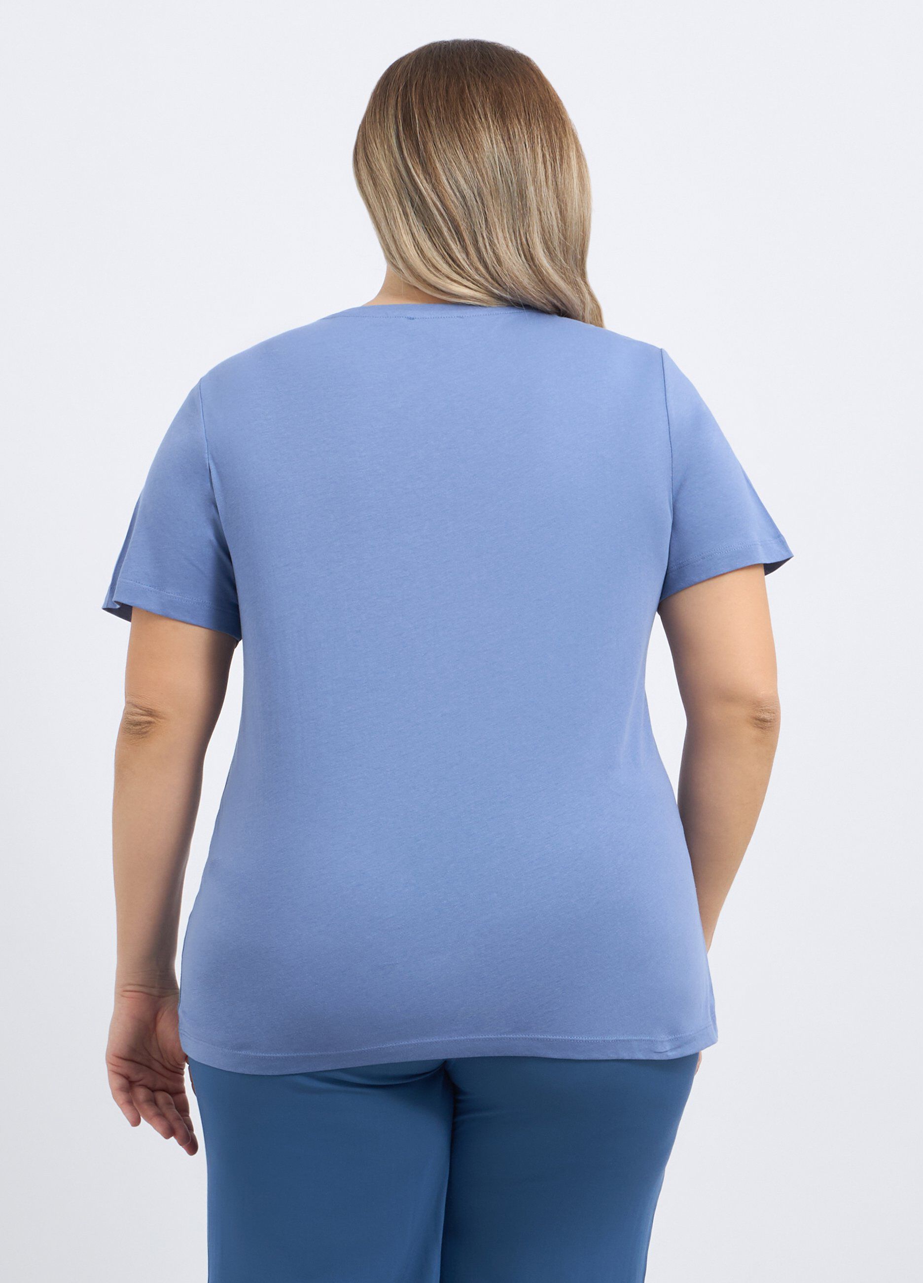 T-shirt in puro cotone con stampa foil donna curvy_1