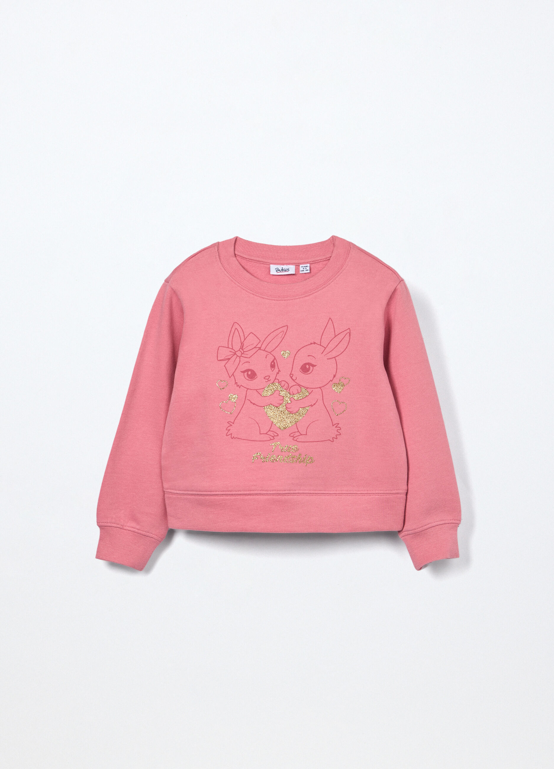 Felpa in puro cotone con stampa bambina_0