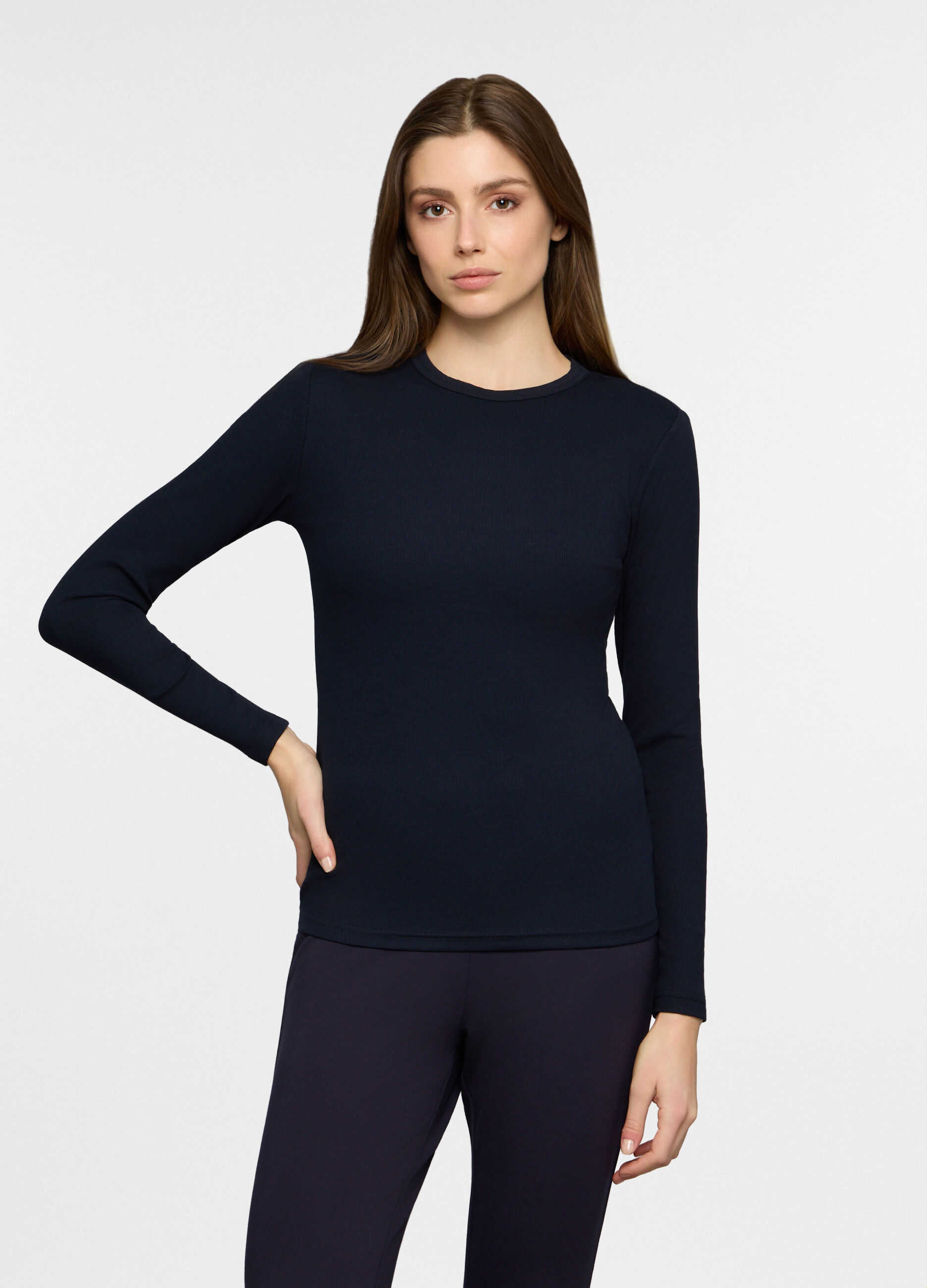 T-shirt girocollo stretch donna_0