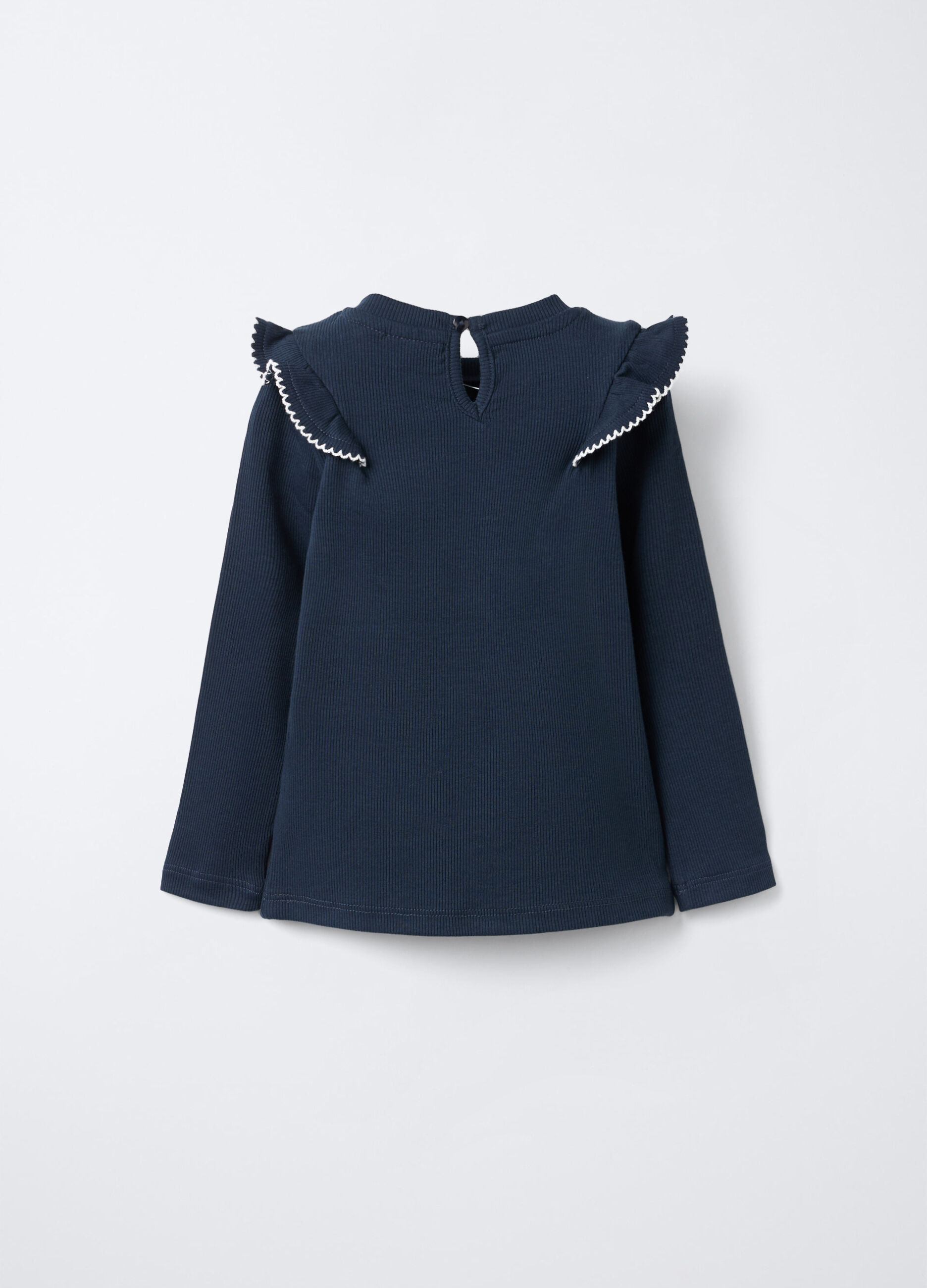 T-shirt in costina di cotone stretch bimba_1