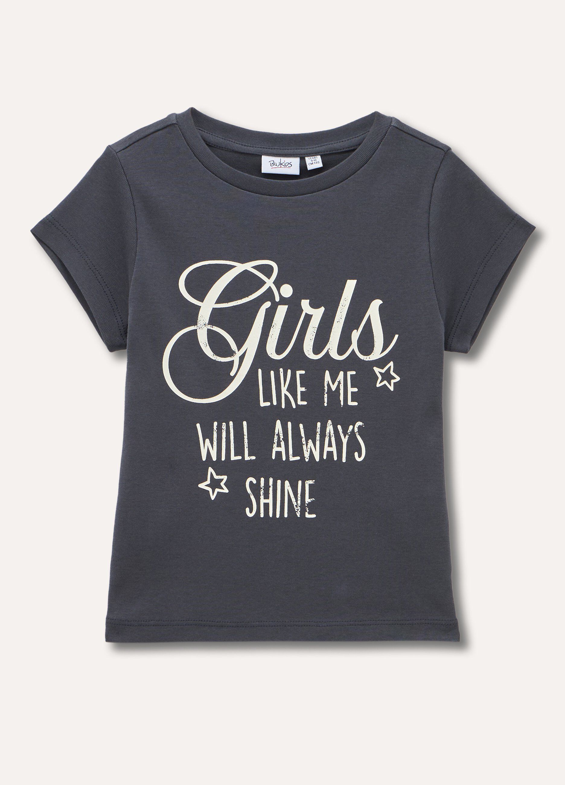 T-shirt a girocollo in puro cotone ragazza_0