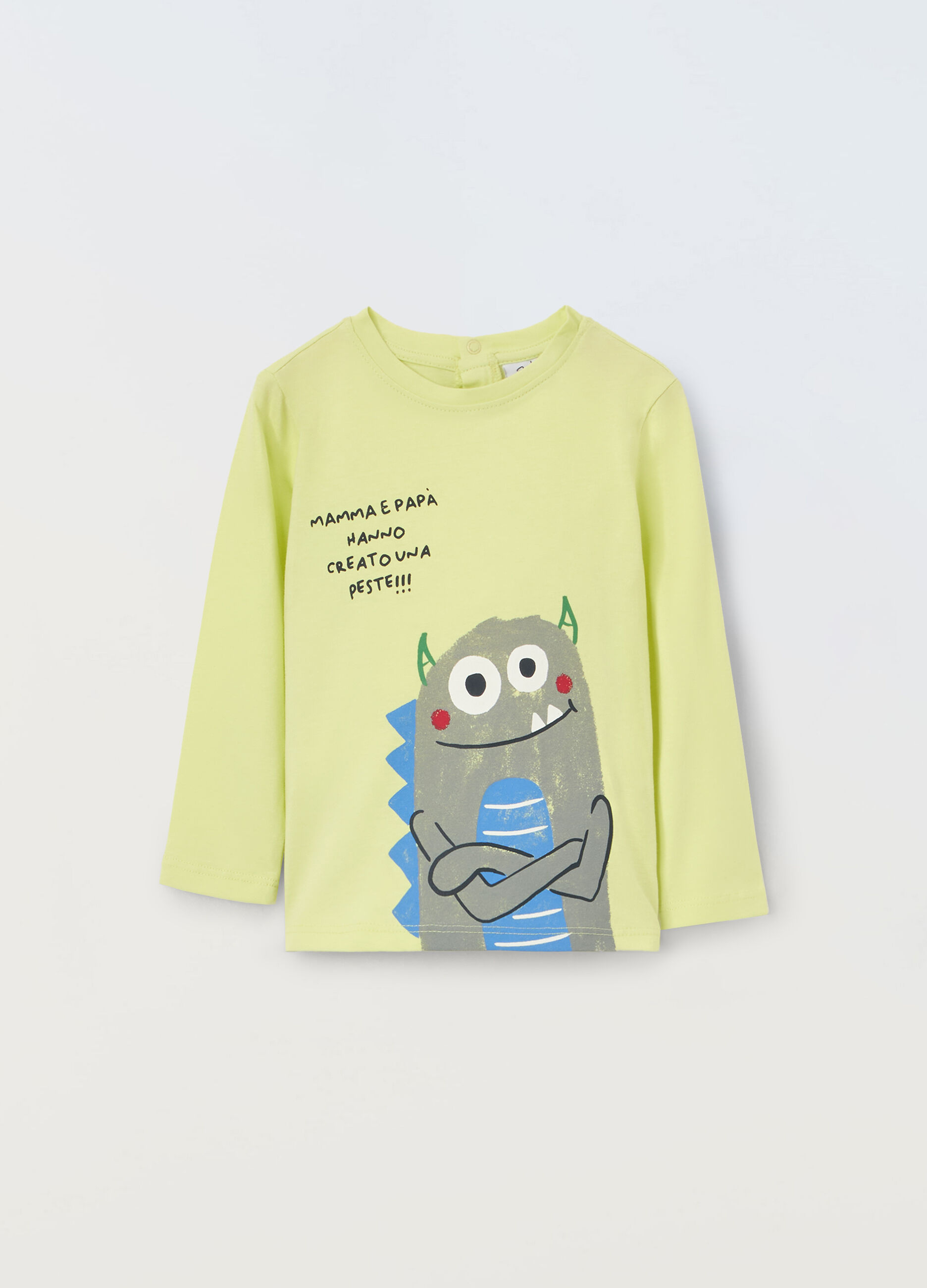 T-shirt in puro cotone a maniche lunghe neonato_0