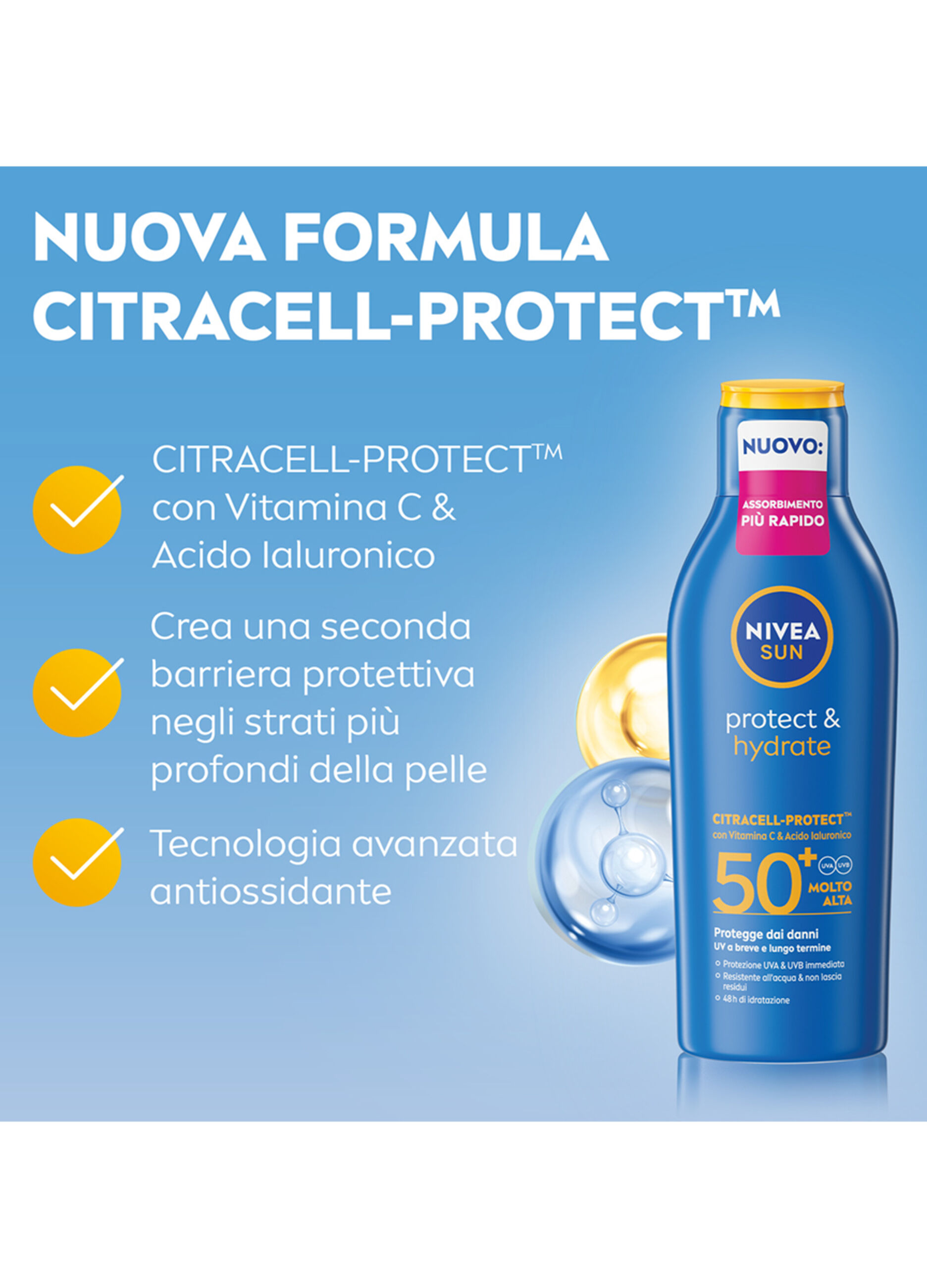 Nivea Sun Latte Solare Protect & Hydrate SPF50+ 200 ml, Crema solare 50+ idratante per 48 ore_4
