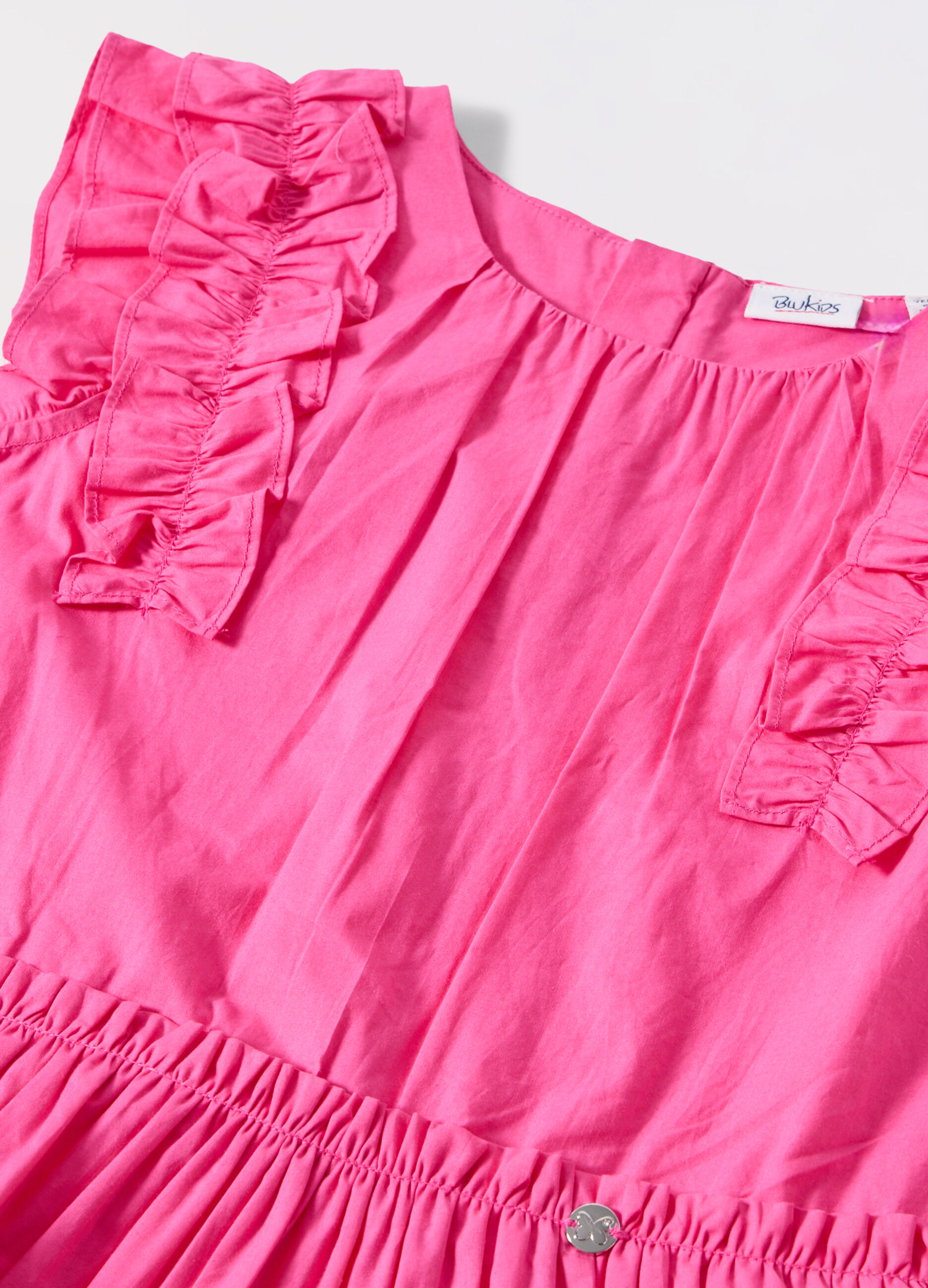 Vestito a balze in popeline di puro cotone bambina_1