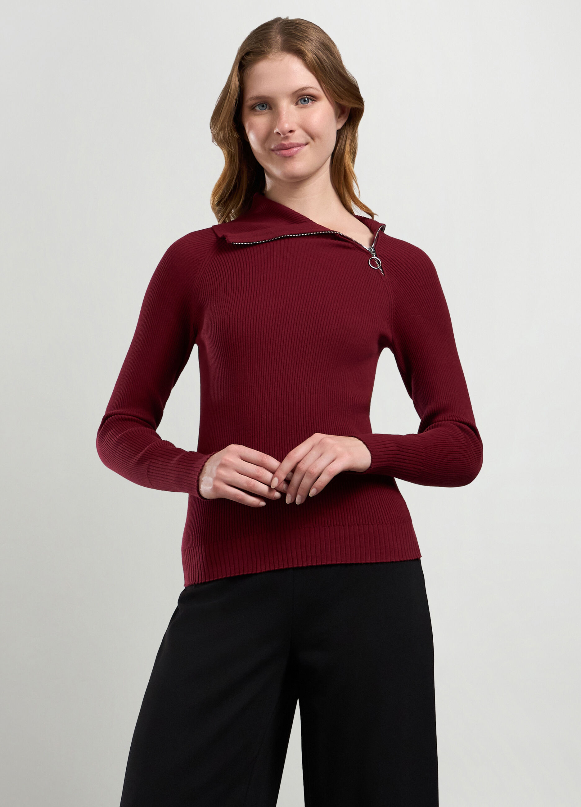 T-shirt in costina di misto cotone donna_0