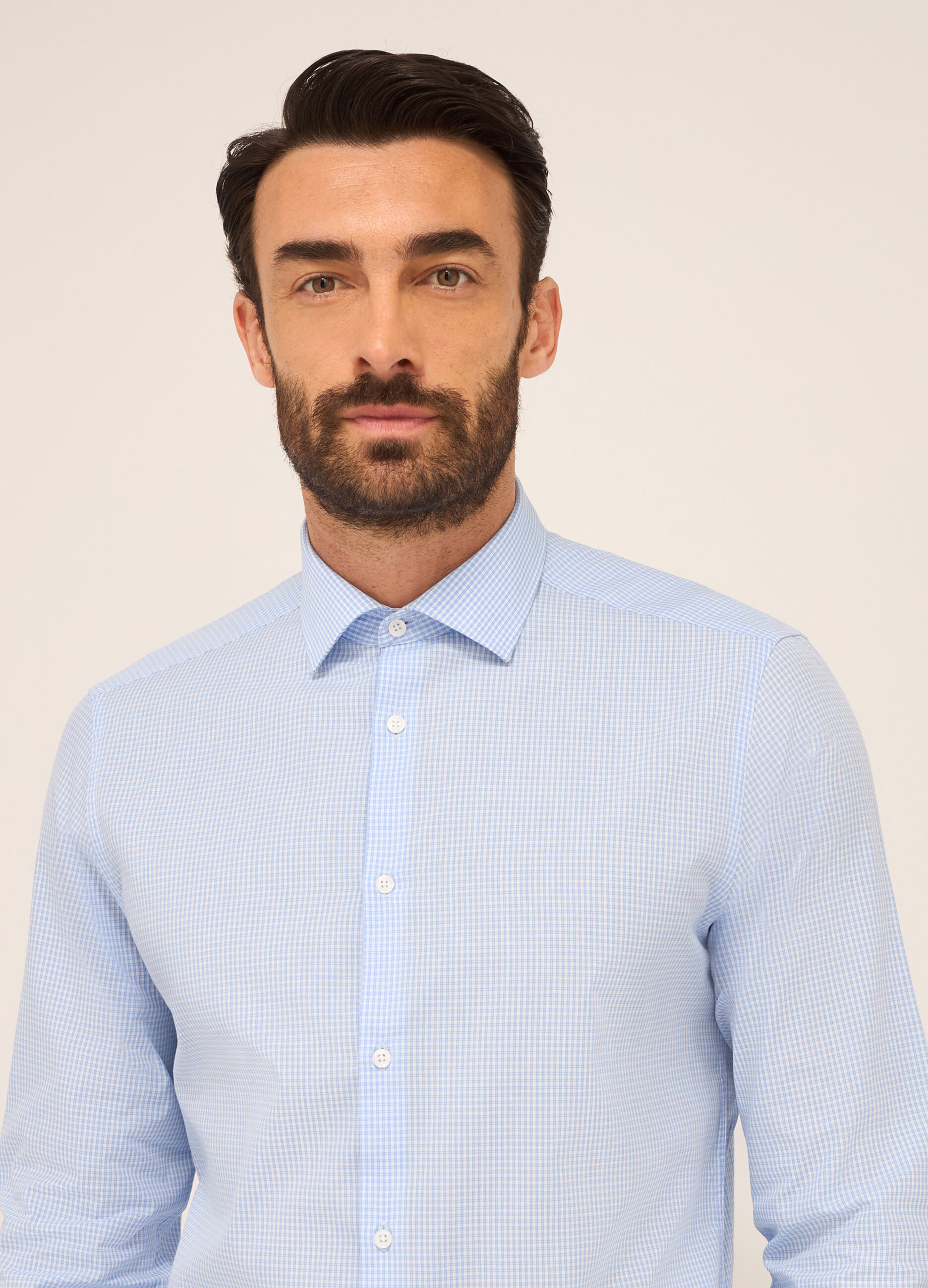 Camicia slim fit in misto cotone a quadretti uomo