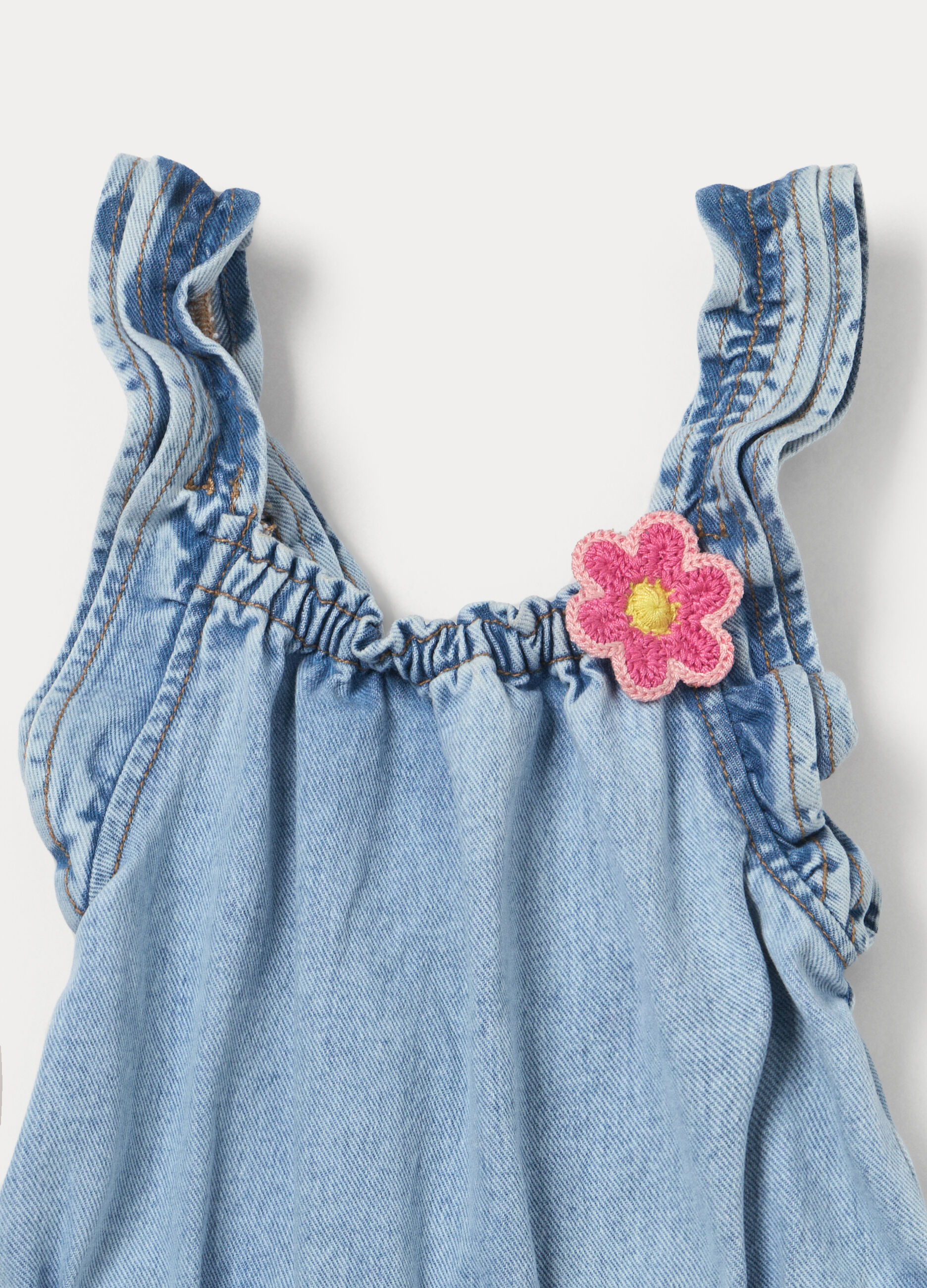 Salopette in denim di puro cotone bambina_2