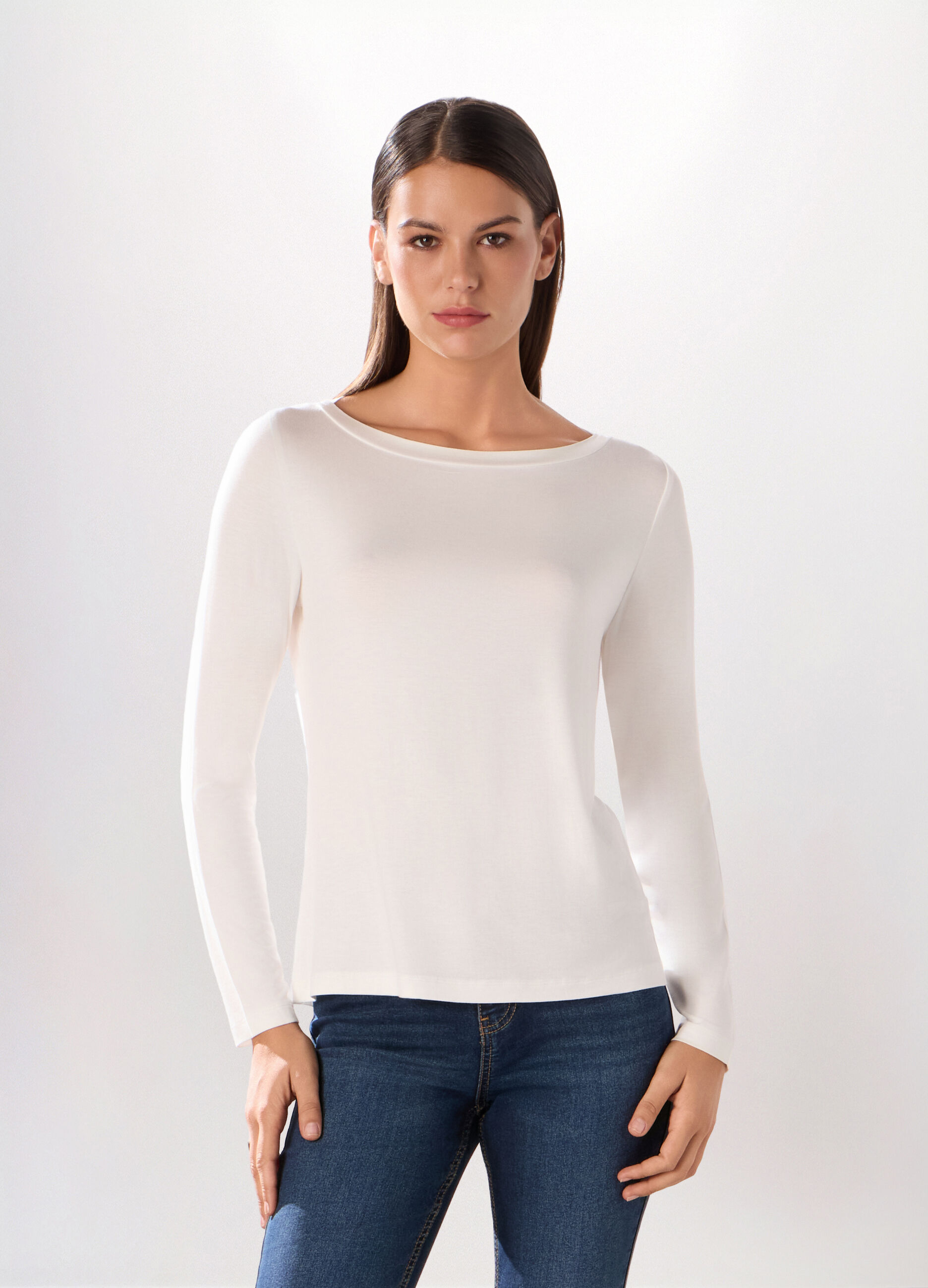 T-shirt in jersey di viscosa stretch donna_0