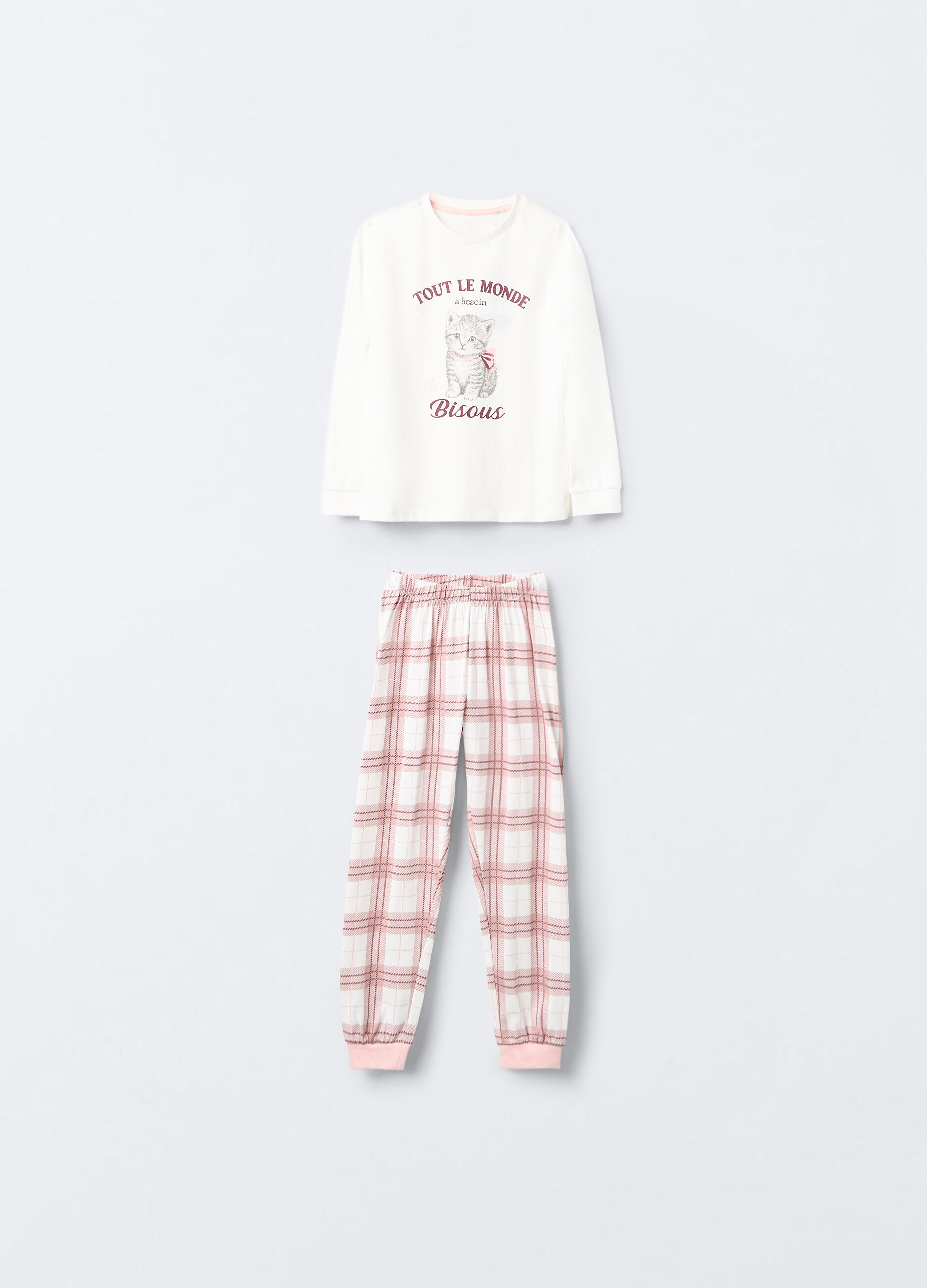 Pigiama lungo in jersey di puro cotone bambina_0