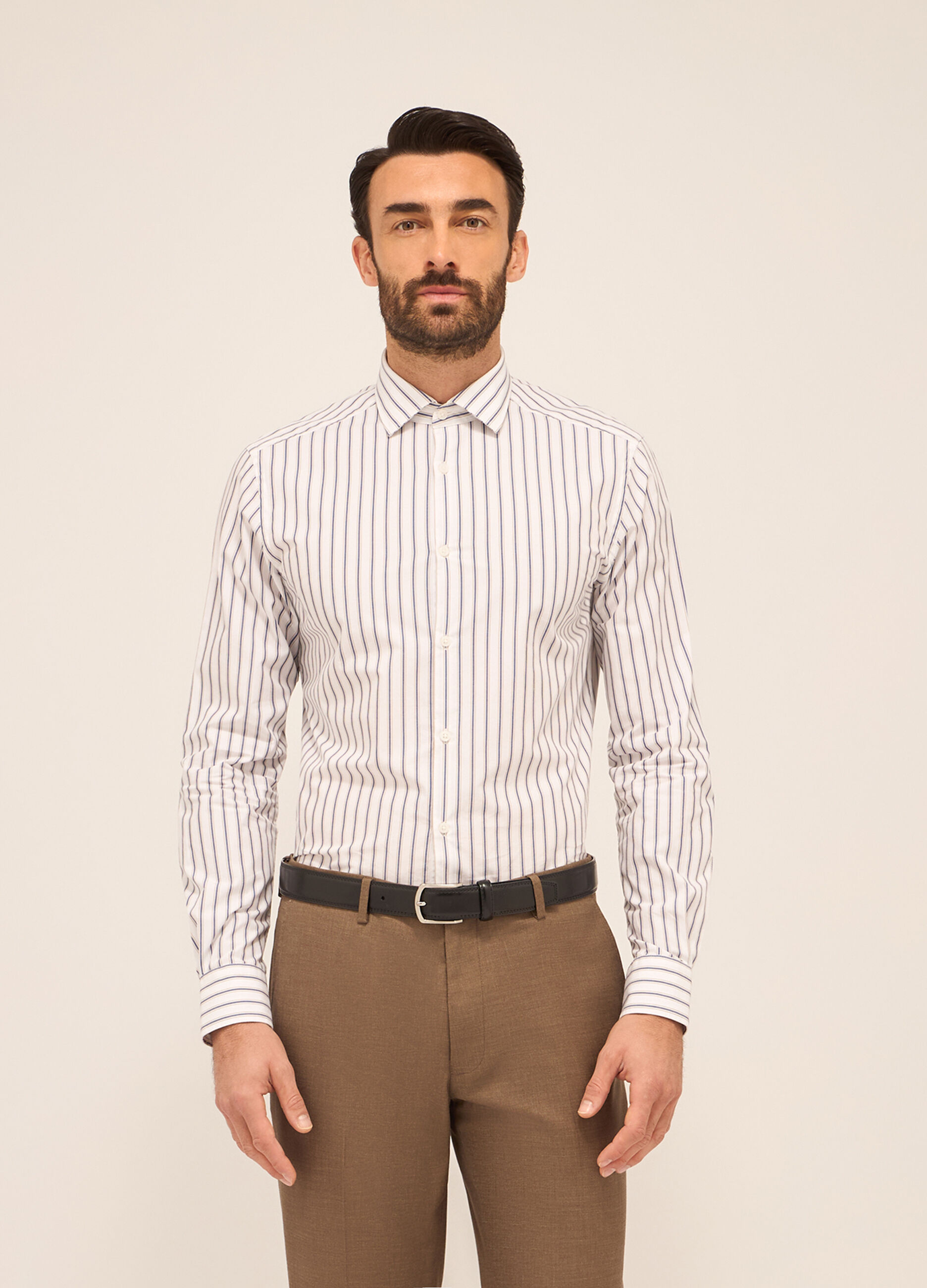 Camicia regular fit in puro cotone a righe uomo