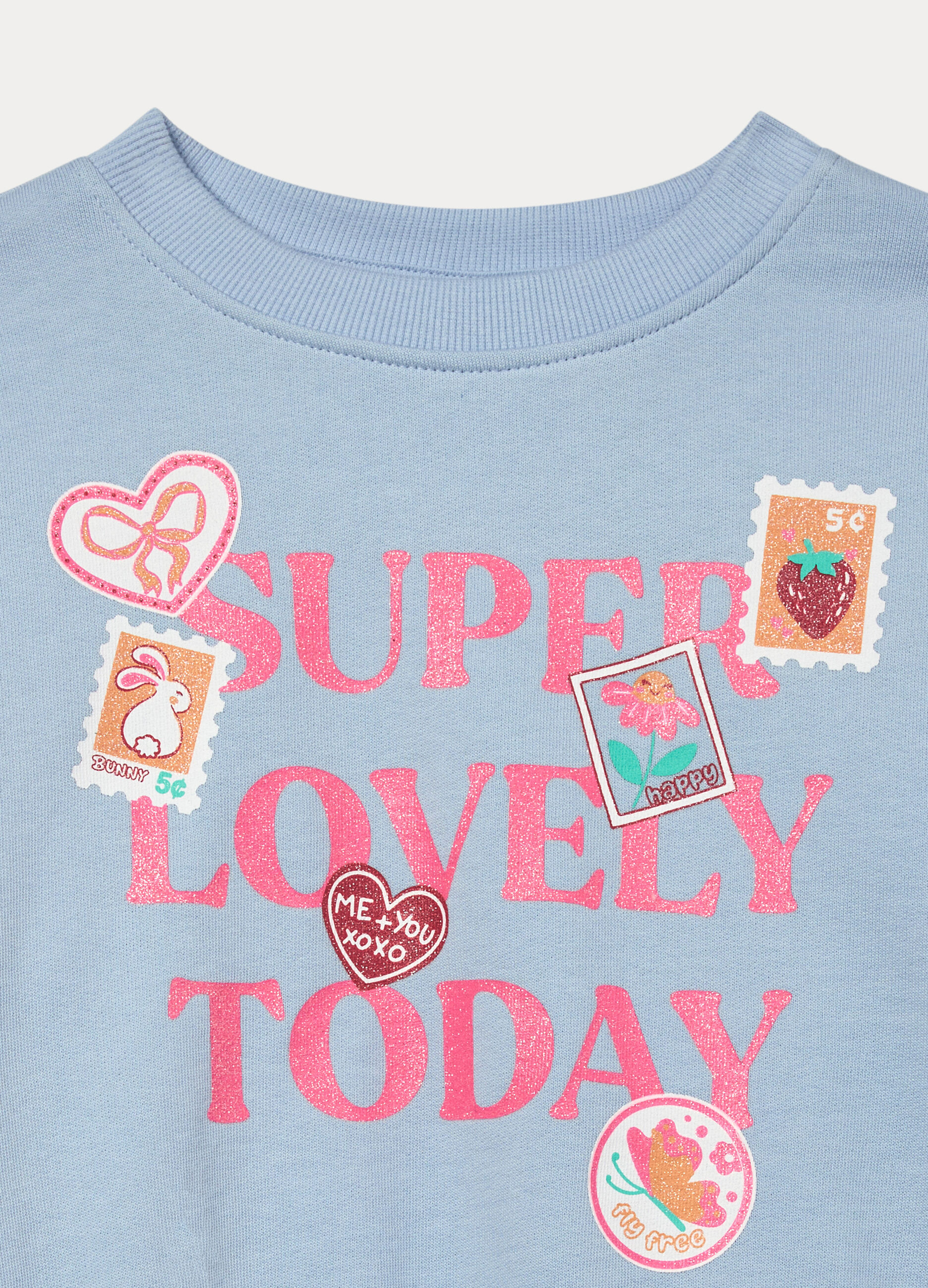 Felpa girocollo in french terry di puro cotone bambina_2