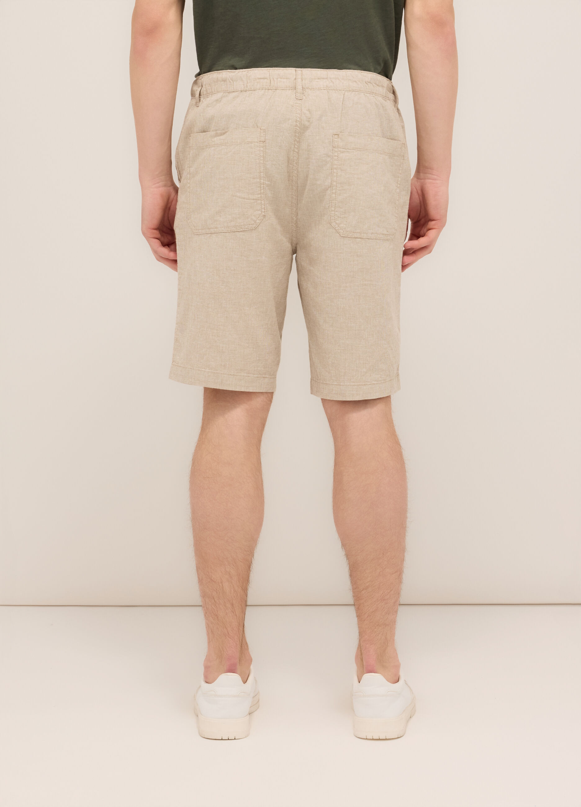 Bermuda in cotone e lino stretch a fantasia uomo