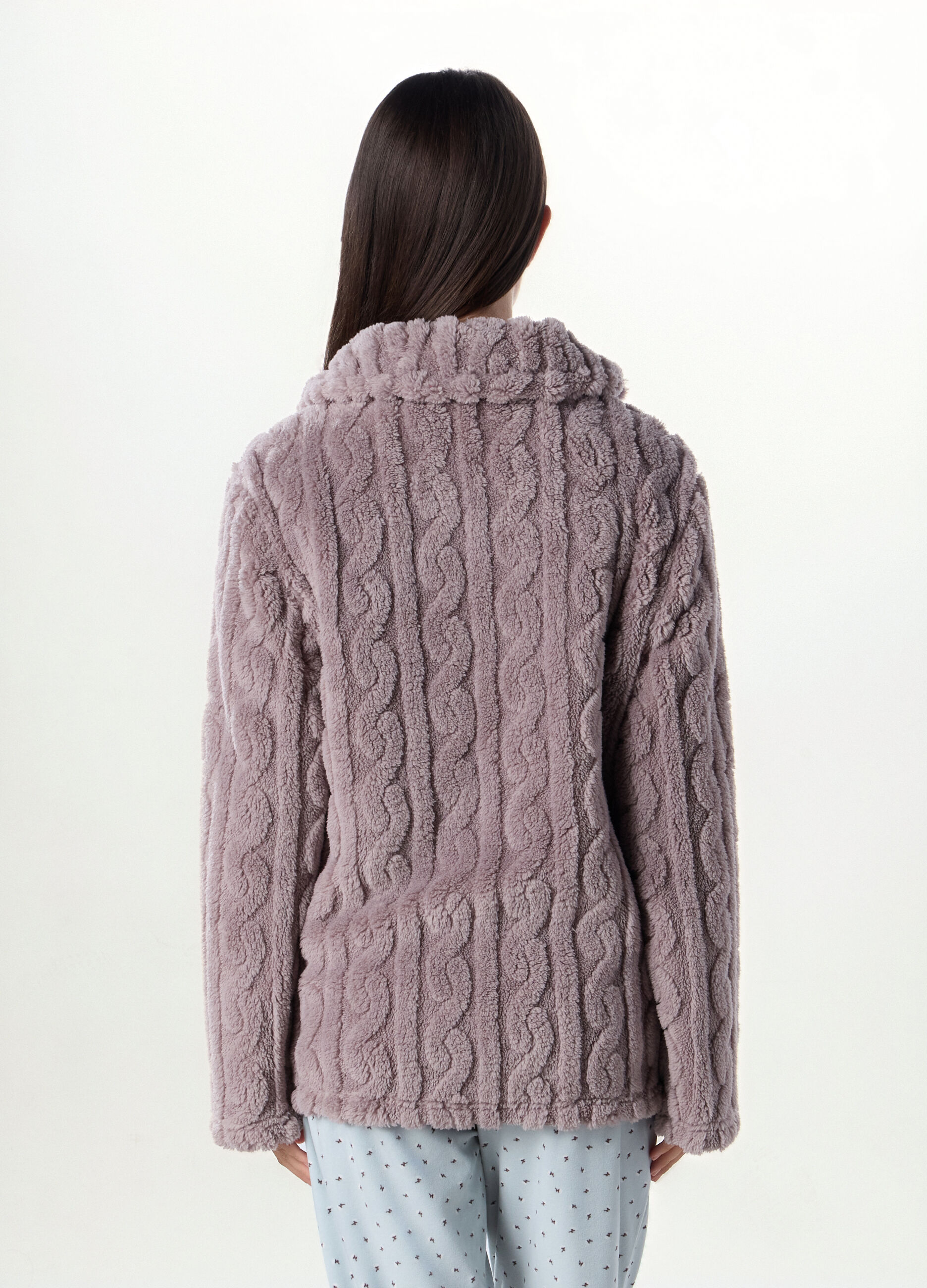 Top pigiama in fake fur a collo alto donna_1