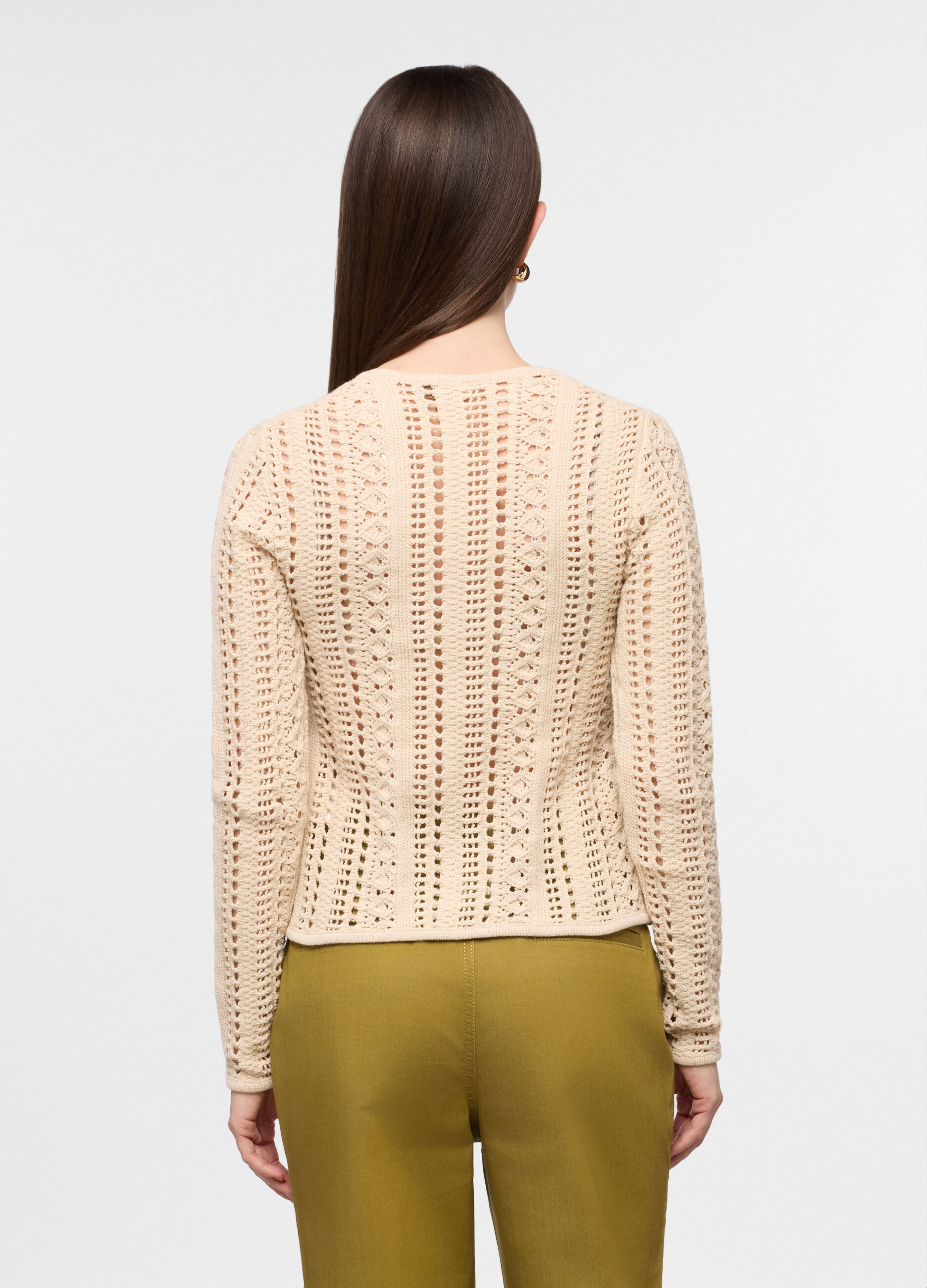Maglia girocollo fitted operata donna_1