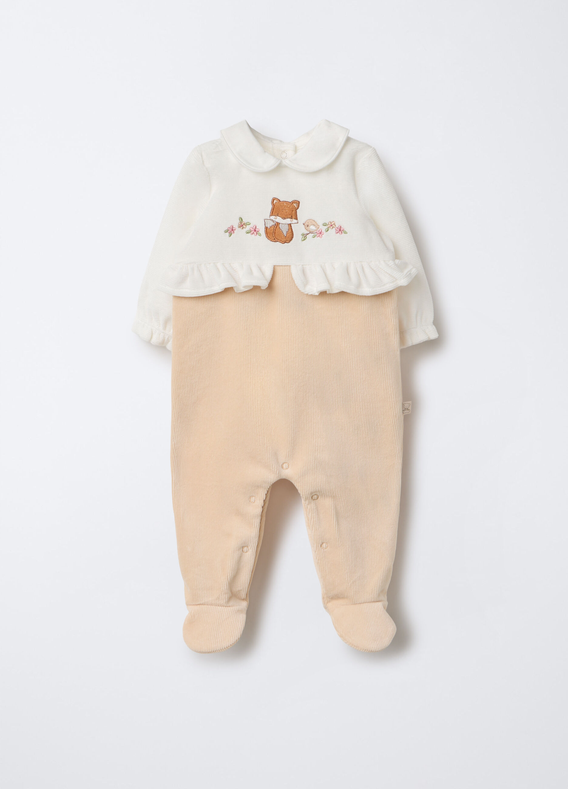 Tutina in costina velour misto cotone neonata
